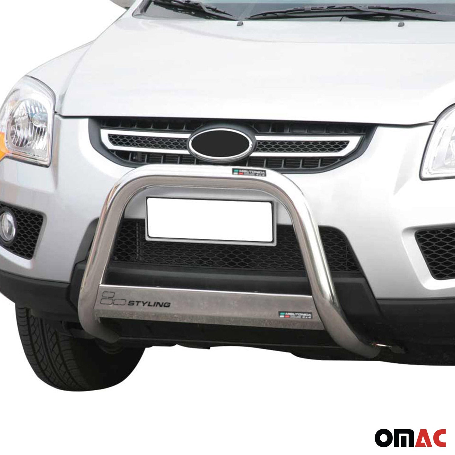 Bull Barra Frontal para Kia Sportage 2008-2010 Plata Brillante Acero