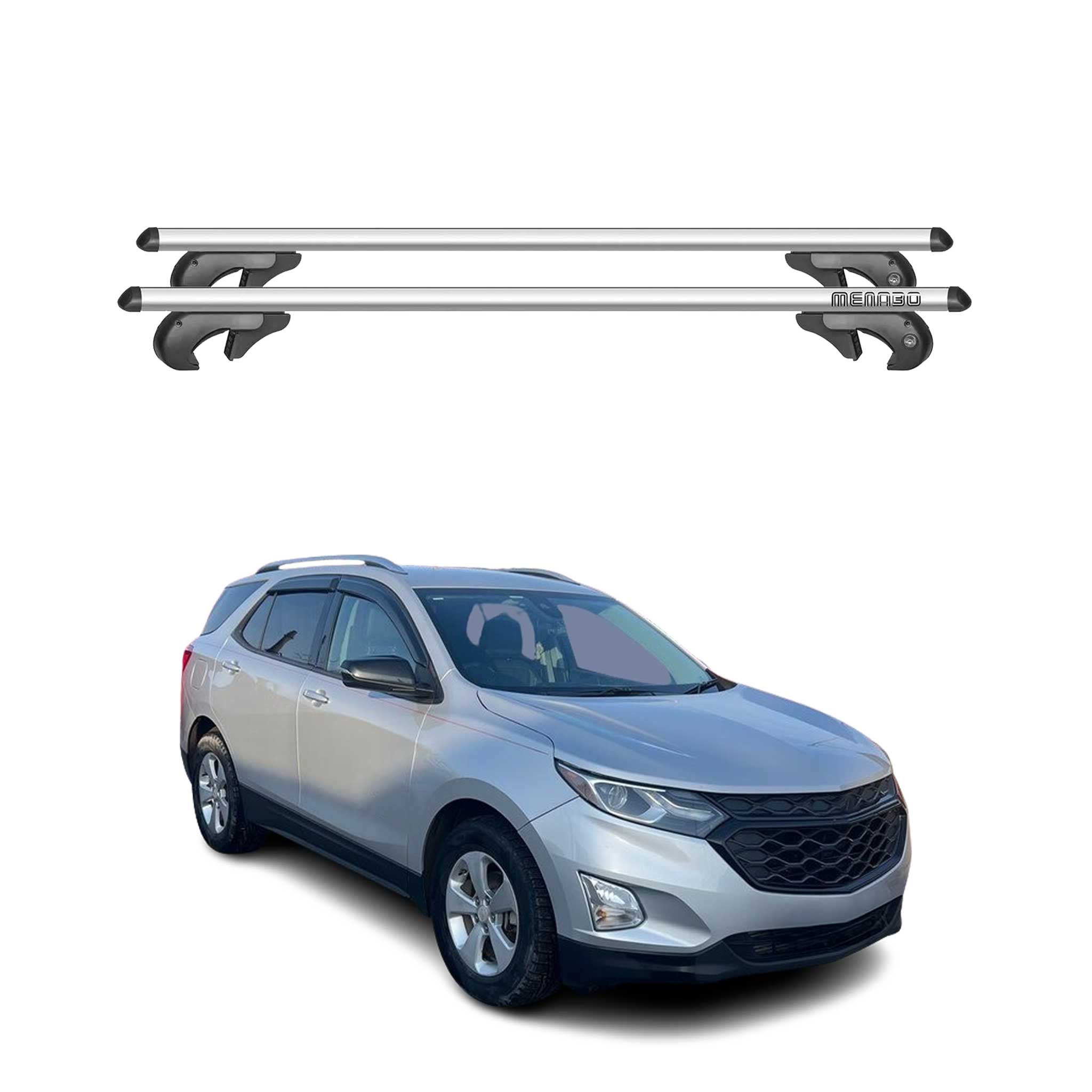 Menabo Barras de Techo Coche Barra para Chevrolet Equinox 2017-2020 Gris Alu 2x