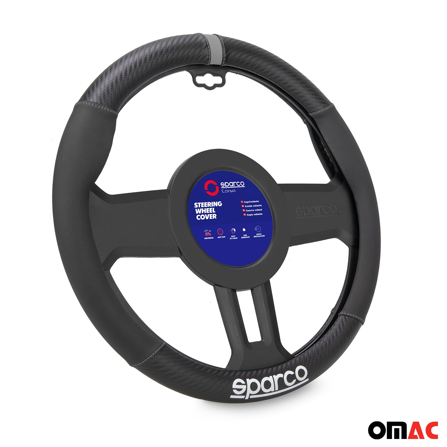 Sparco Cubierta de Para Volante de Automóvil Universal ø37-38cm Gris Negro Goma