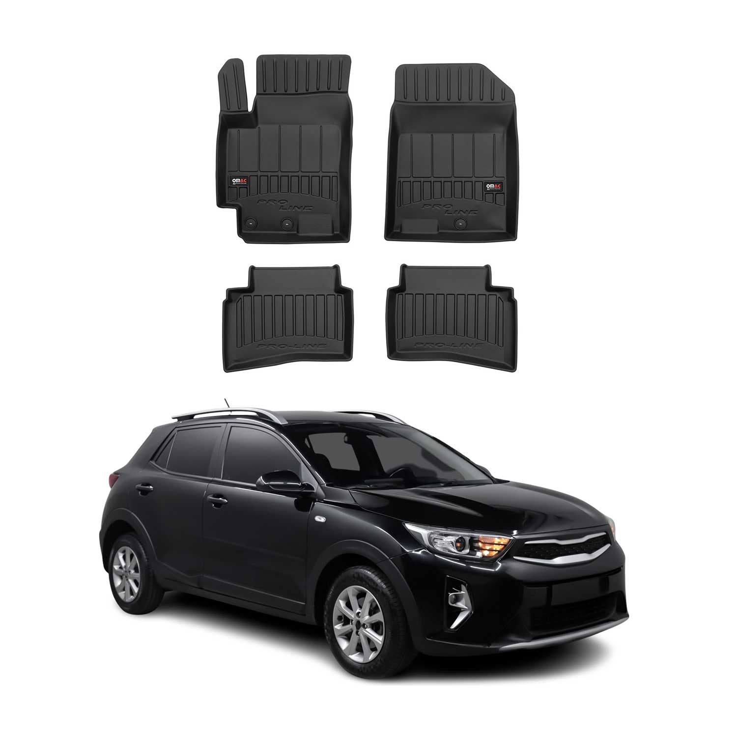 OMAC Premium Alfombrillas De Coche para Kia Stonic 2017-2025 Negro TPE Goma 4Pza