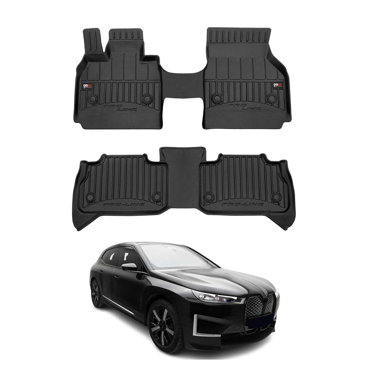 OMAC Premium Alfombrillas De Coche para BMW iX I20 2021-2025 Negro TPE Goma 2Pza