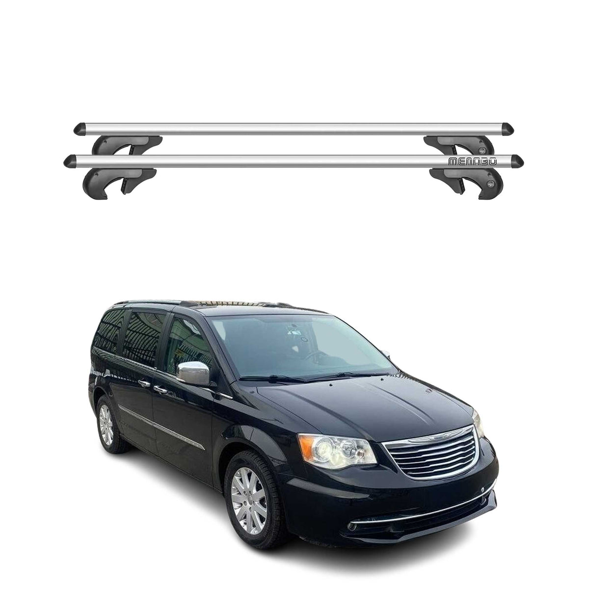 Menabo Barras de Techo Coche Barra para Chrysler Grand Voyager 2008-2016 Gris
