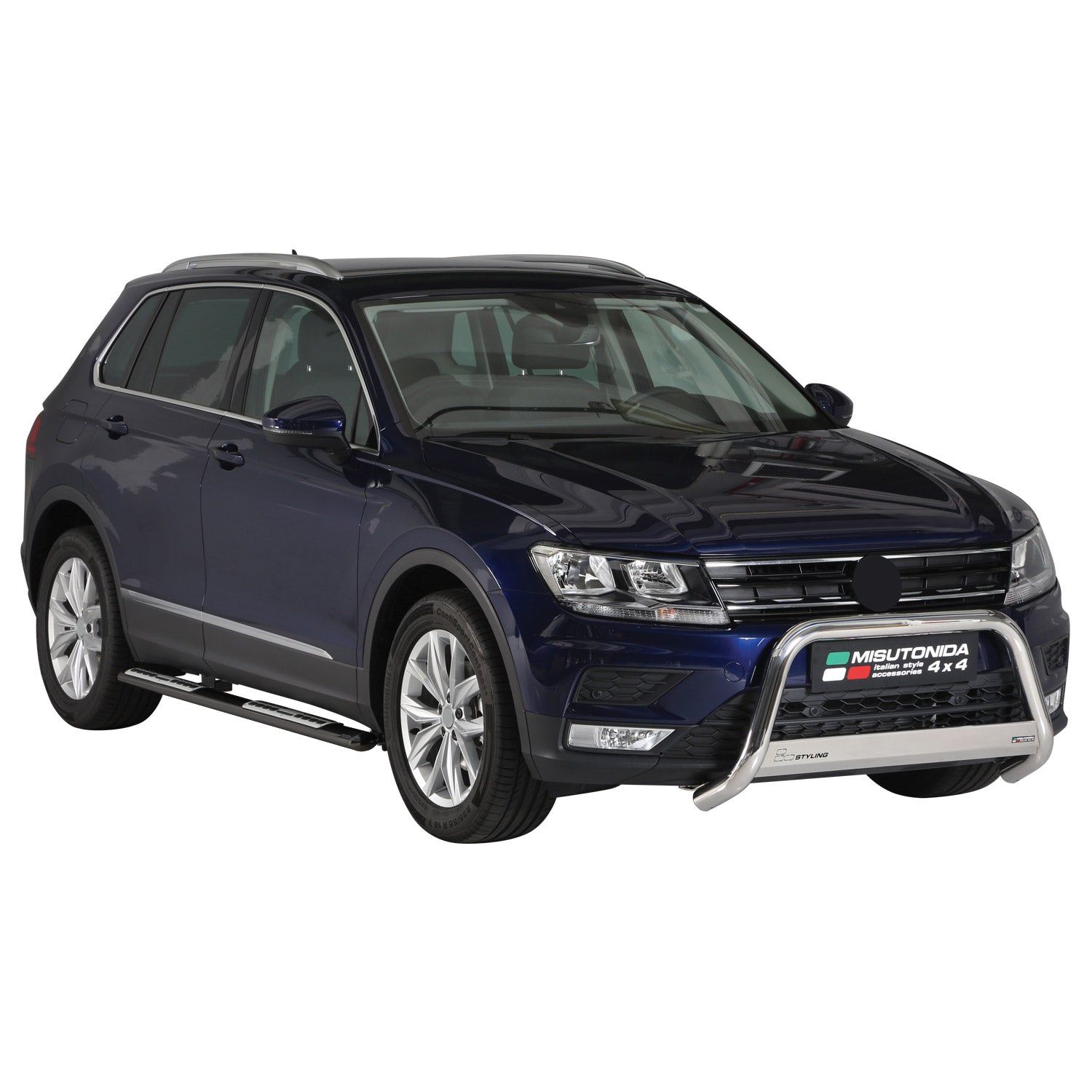 Par de Estribos Barras Laterales para VW Tiguan Allspace 2017-2021 Negro Acero