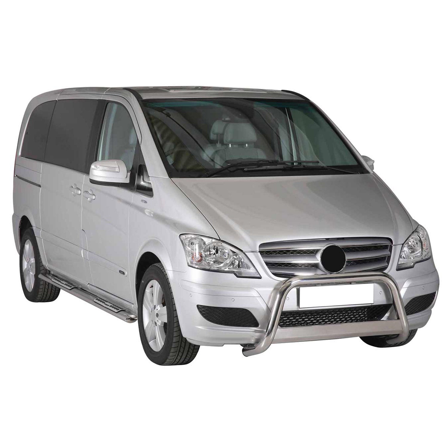 Bull Barra Frontal para Mercedes Vito Viano 2010-2014 Plata Brillante Acero 1Pza