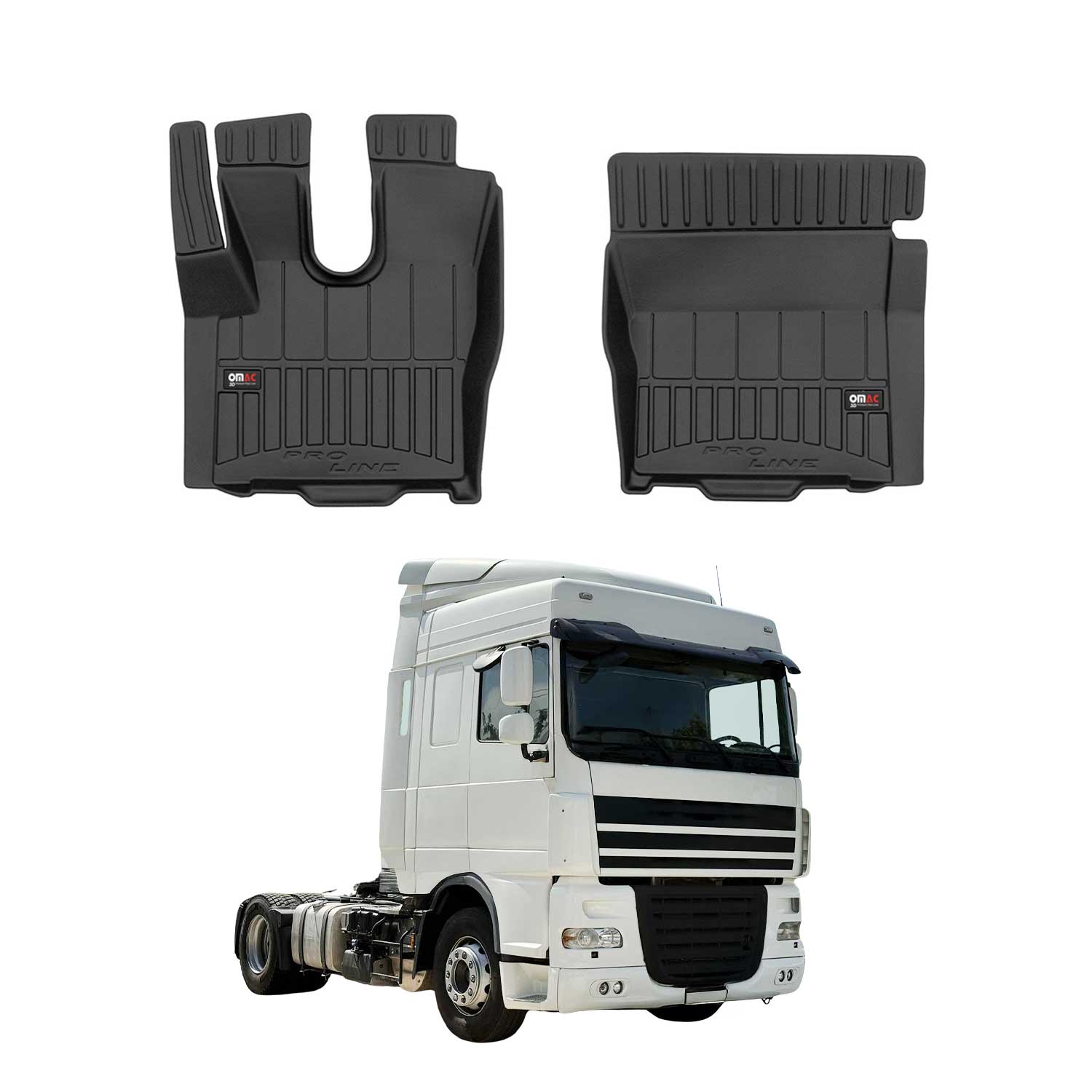 OMAC Premium Alfombrillas De Coche para DAF XF 2013-2026 Negro TPE Goma 2Pza