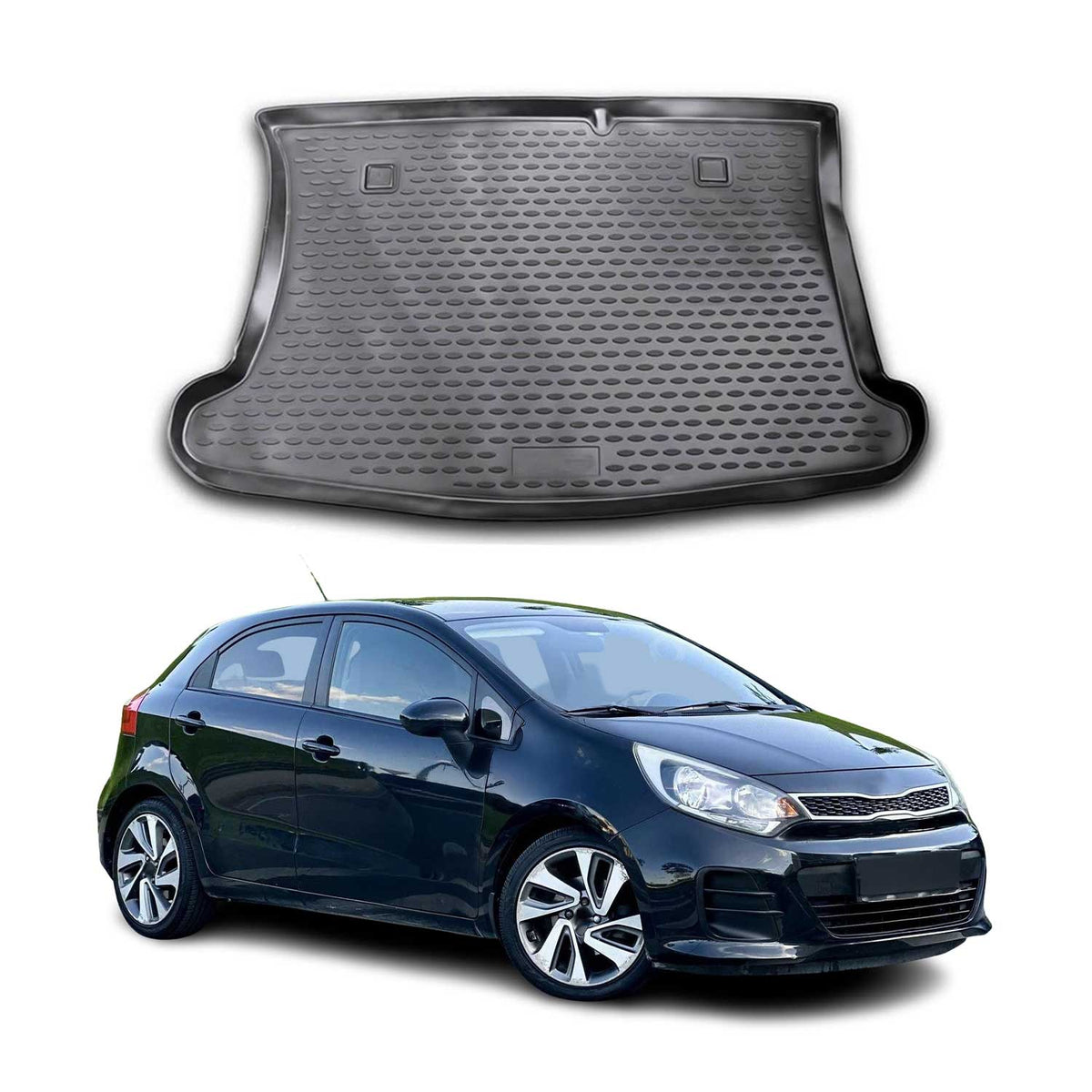 OMAC Bandeja Maletero Alfombrilla para Kia Rio 2011-2021 Negro Goma TPE 1Pza
