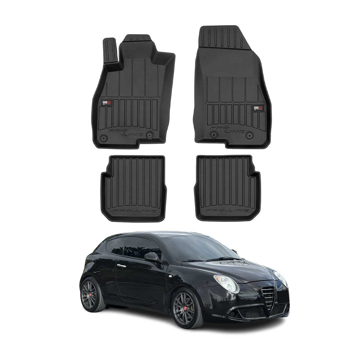 OMAC Premium Alfombrillas De Coche para Alfa Romeo Mito 2008-2018 TPE Goma 4x