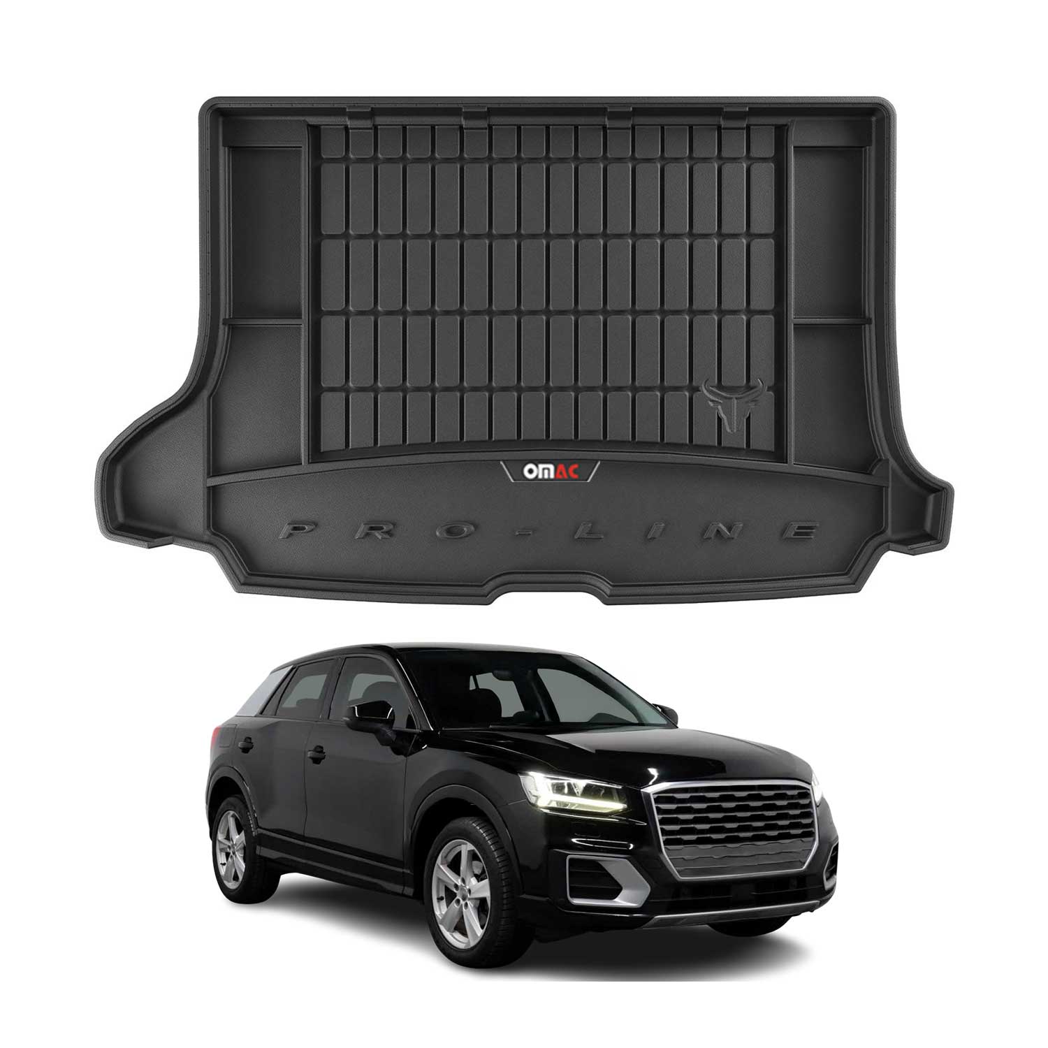 OMAC Premium Bandeja Maletero Alfombrilla para Audi Q2 2017-2025 Negro Goma TPE