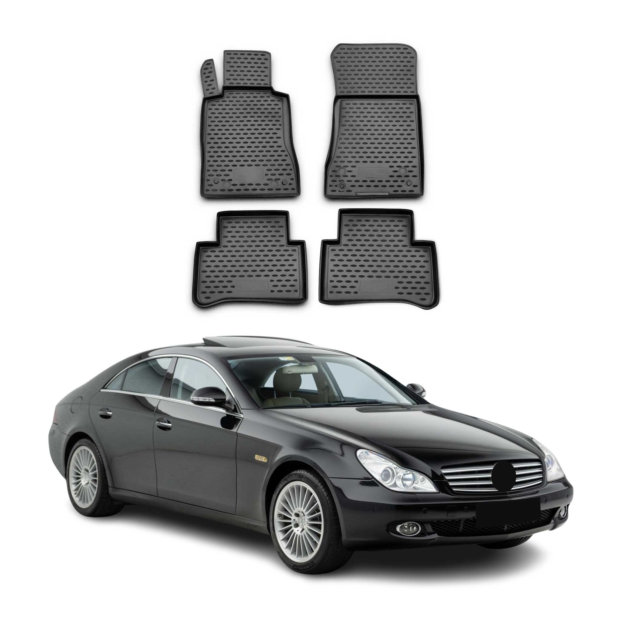 OMAC Alfombrillas De Coche para Mercedes CLS W219 2004-2010 Negro Goma TPE 4Pza