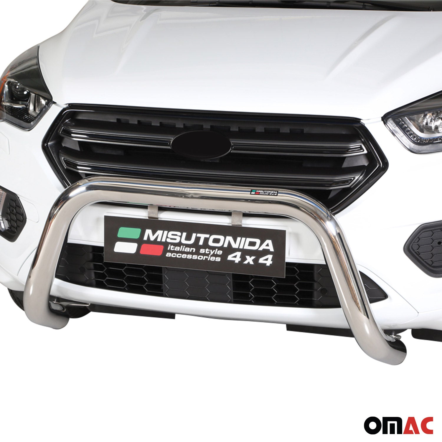 Bull Barra Frontal para Ford Kuga 2017-2019 Plata Brillante Acero 1Pza