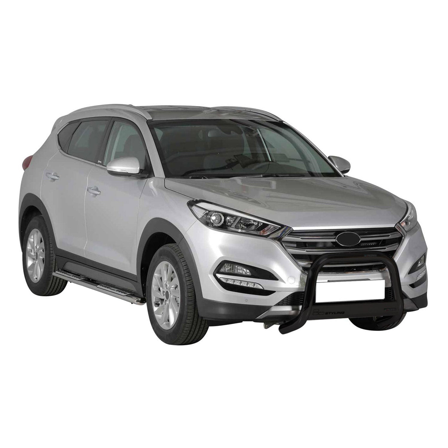 Bull Barra Frontal para Hyundai Tucson 2015-2018 Negro Brillante Acero 1Pza