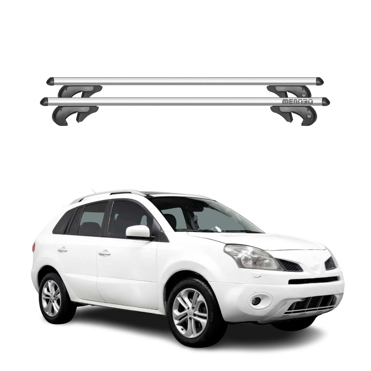 Menabo Barras de Techo Coche Barra para Renault Koleos 2008-2016 Gris Alu 2Pza