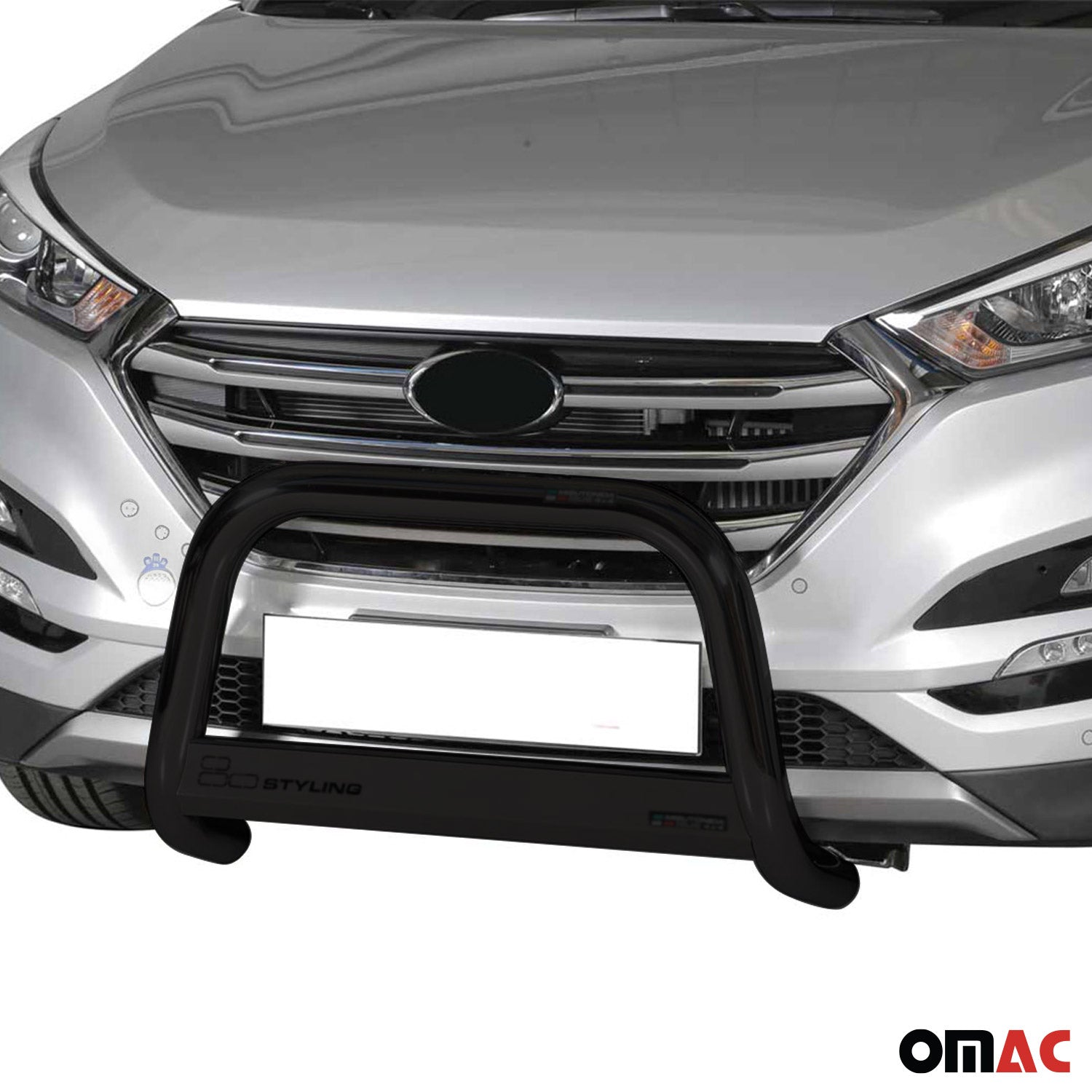 Bull Barra Frontal para Hyundai Tucson 2015-2018 Negro Brillante Acero 1Pza