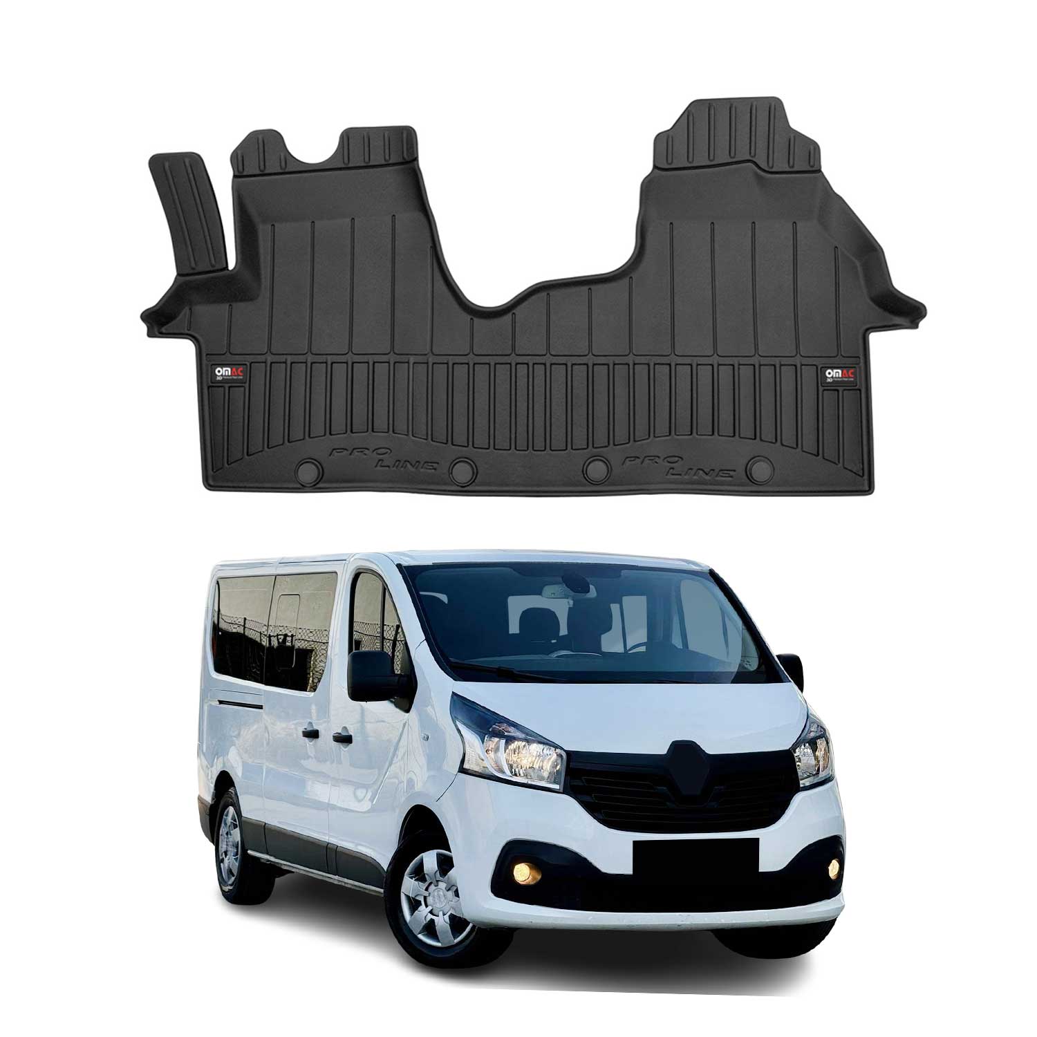 OMAC Premium Alfombrillas De Coche para Renault Trafic 2014-2026 Negro TPE Goma