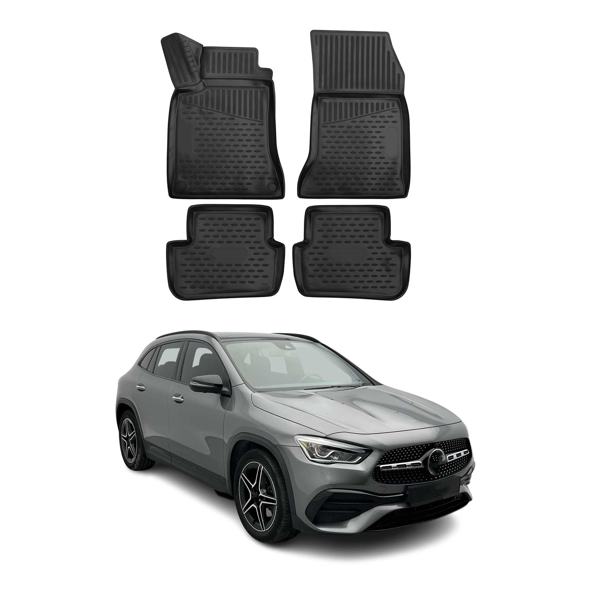 OMAC Alfombrillas De Coche para Mercedes GLA H247 2020-2025 Negro Goma TPE 4Pza