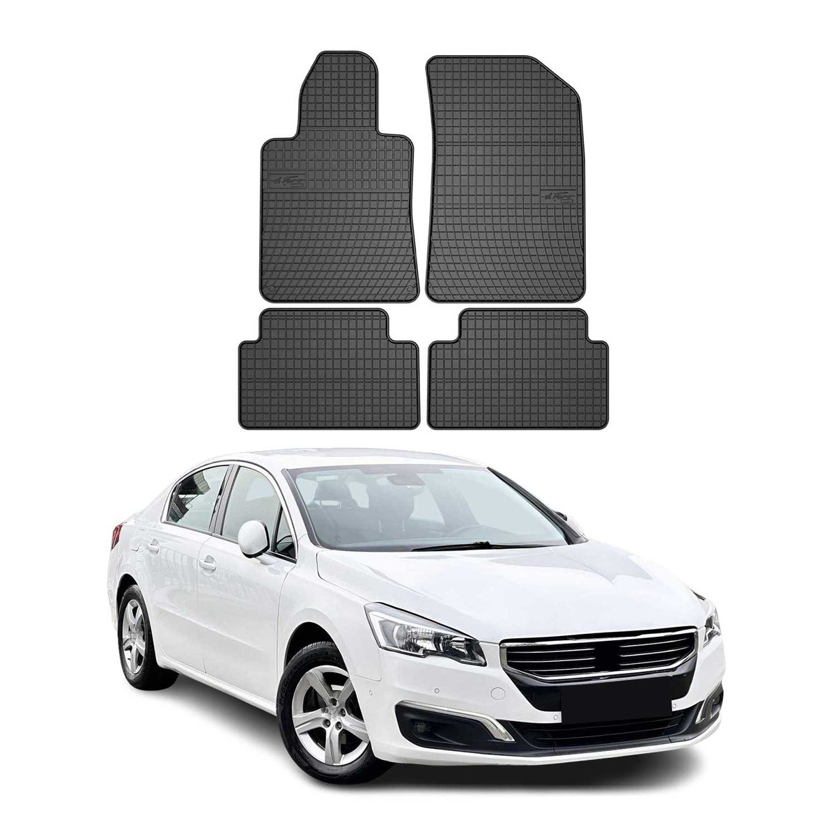 OMAC Alfombrillas De Coche para Peugeot 508 2010-2018 Negro Goma 4Pza