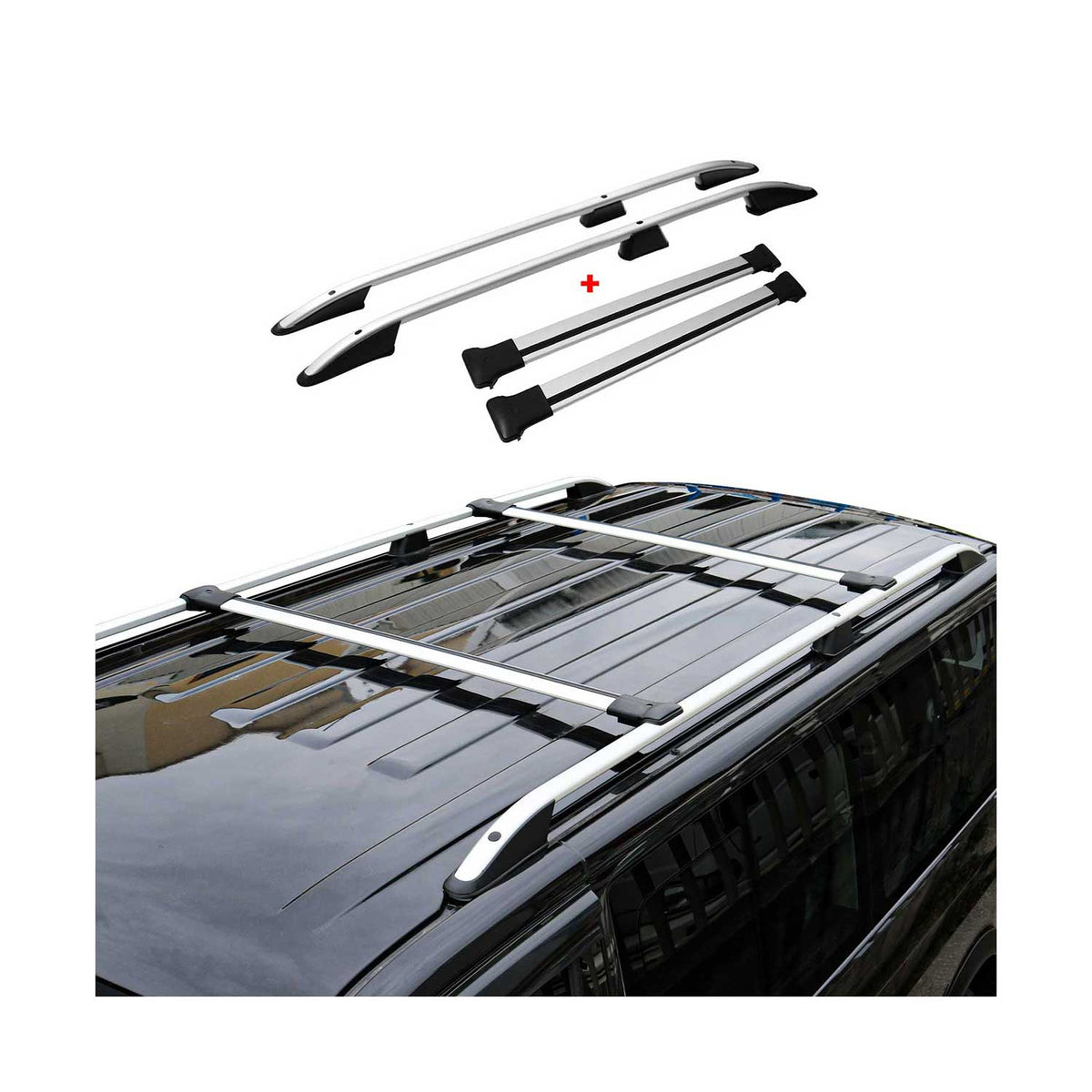 Rieles & Barras de Techo Coche para Ford Tourneo Courier 2014-2024 Gris Alu 4Pza