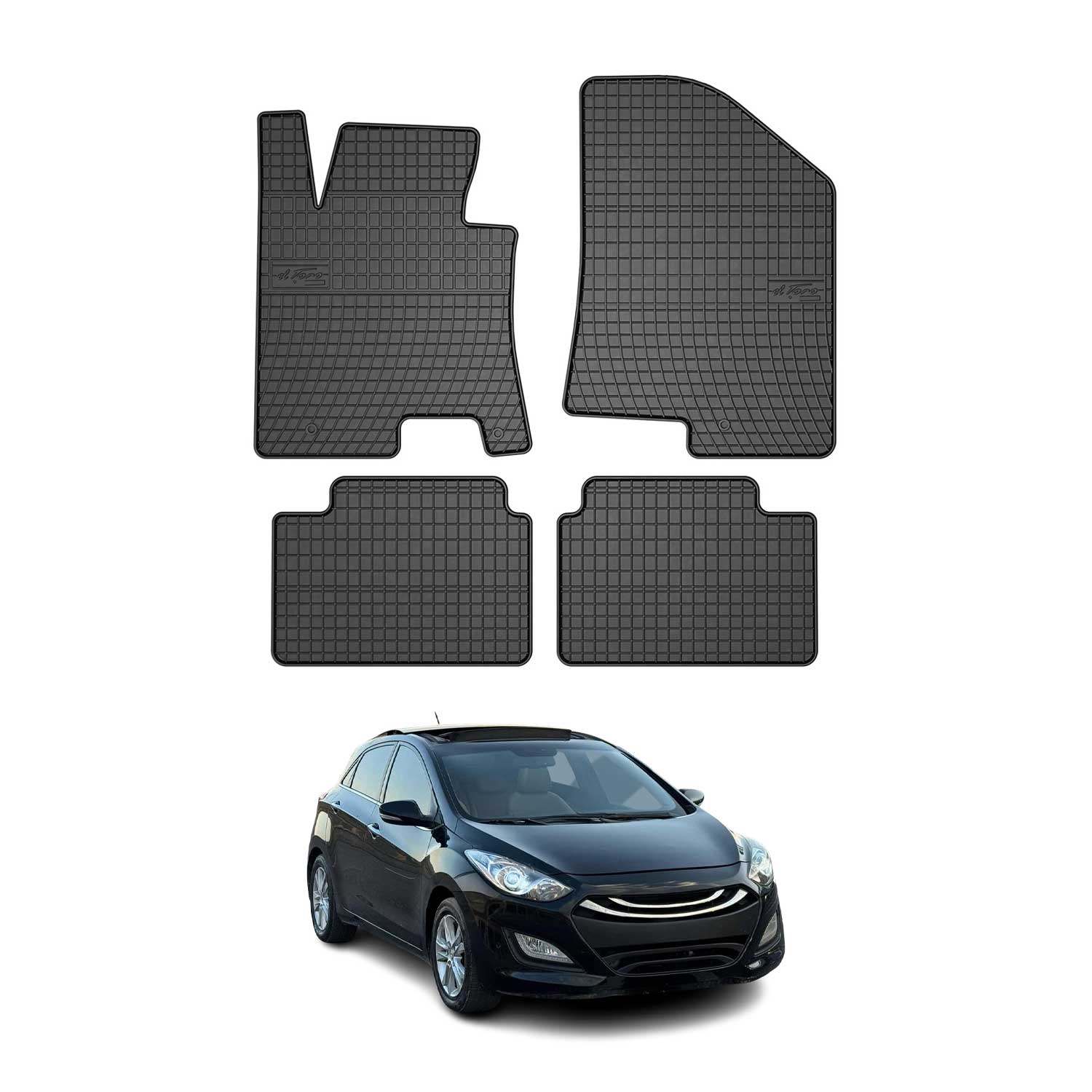 OMAC Alfombrillas De Coche para Hyundai i30 2011-2017 Negro Goma 4Pza