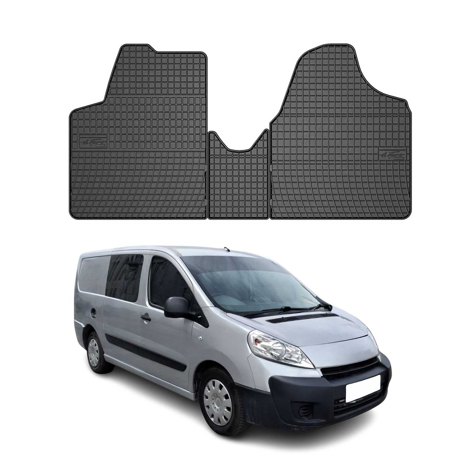 OMAC Alfombrillas De Coche para Peugeot Expert 2006-2016 1.línea Negro TPE 3Pza