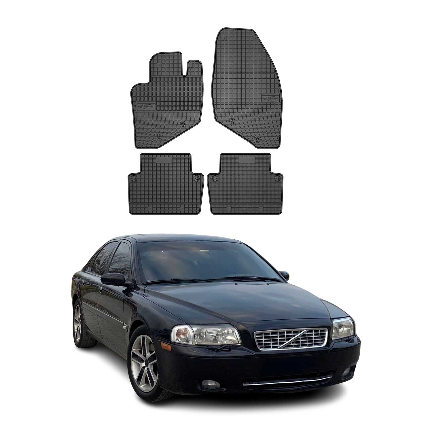 OMAC Alfombrillas De Coche para Volvo S80 1998-2006 Negro Goma TPE 4Pza