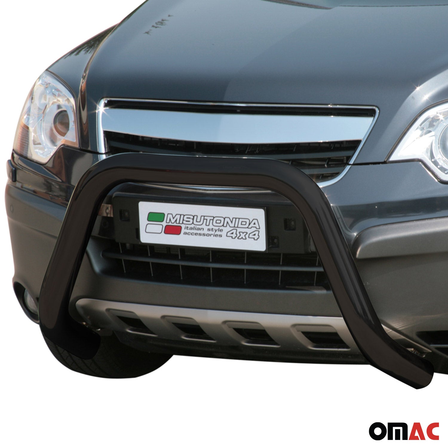 Bull Barra Frontal para Opel Antara 2007-2011 Negro Brillante Acero