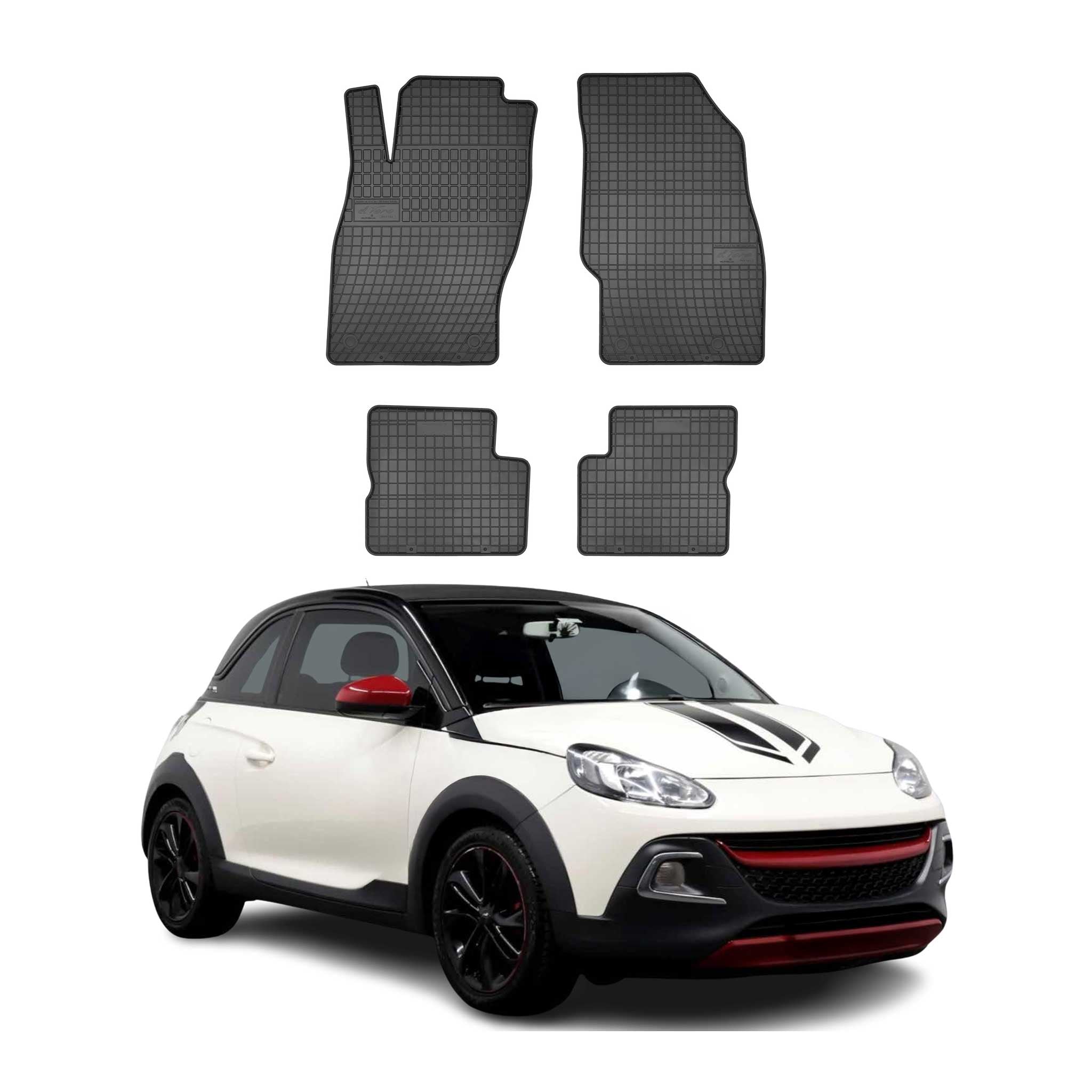 OMAC Alfombrillas De Coche para Opel Adam 2012-2019 Negro Goma 4Pza