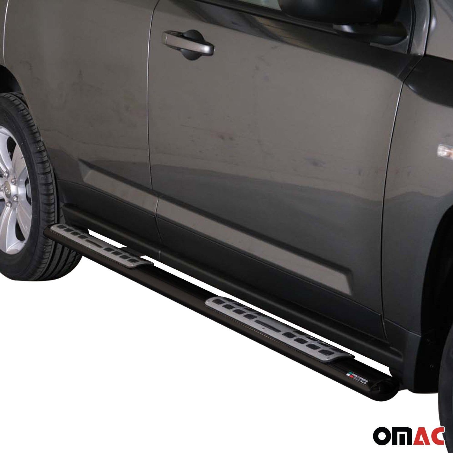 Par de Estribos Barras Laterales para Jeep Compass 2011-2016 Negro Acero