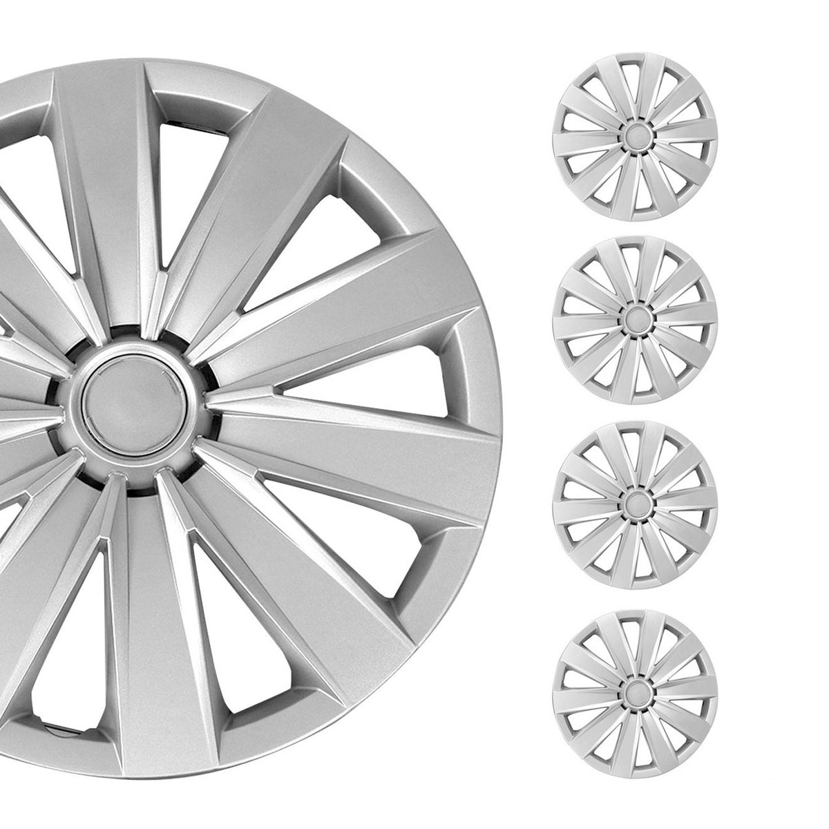 Tapacubos 15 Pulgadas Universal Automóvil Plata ABS