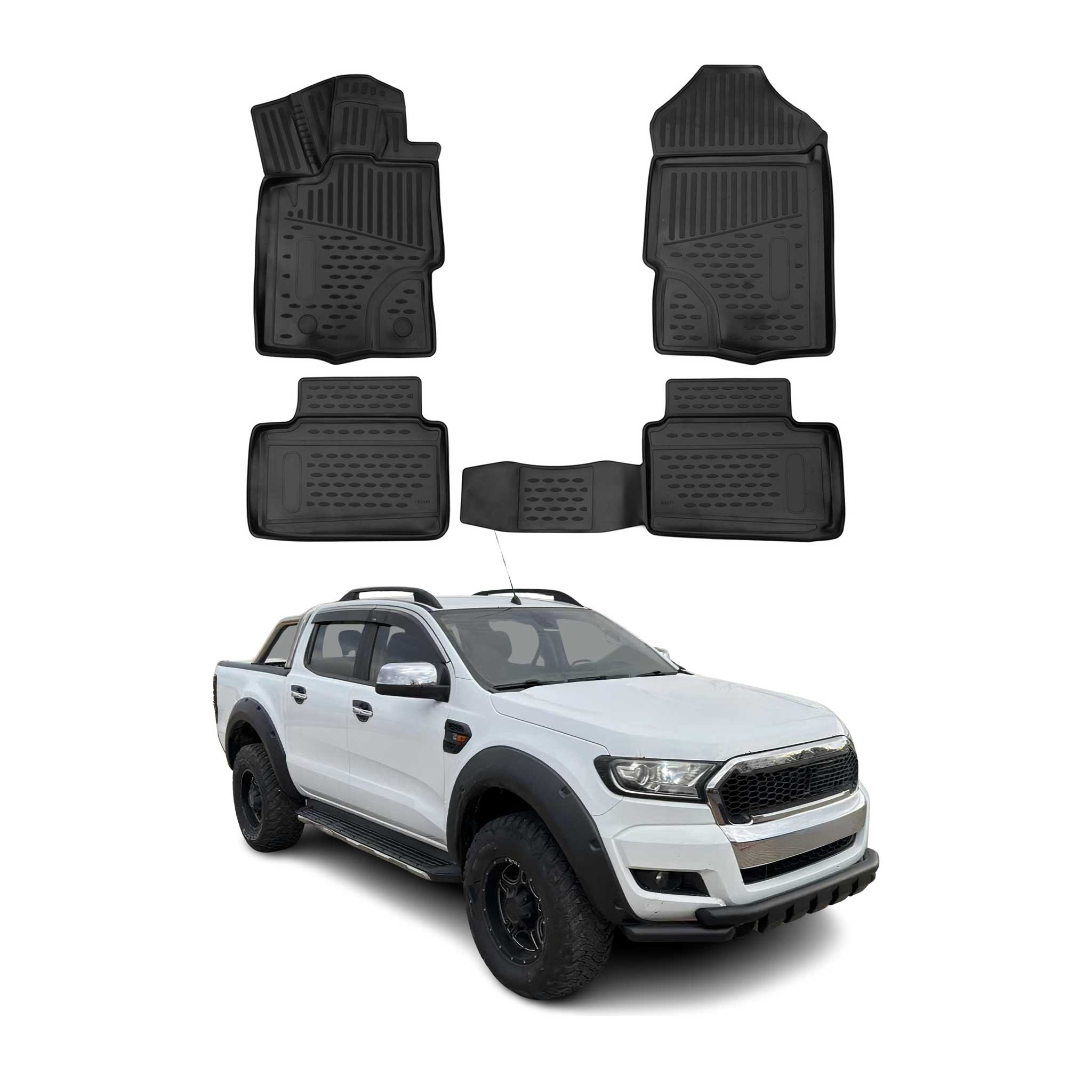 OMAC Alfombrillas De Coche para Ford Ranger 2019-2024 RHD Negro Goma TPE 4Pza