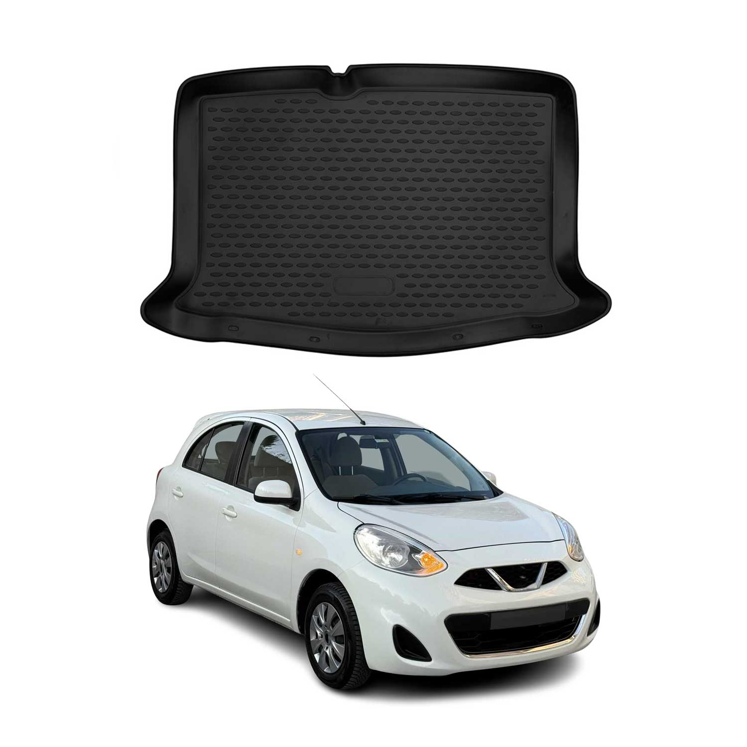 OMAC Bandeja Maletero Alfombrilla para Nissan Micra 2017-2021 Negro Goma TPE