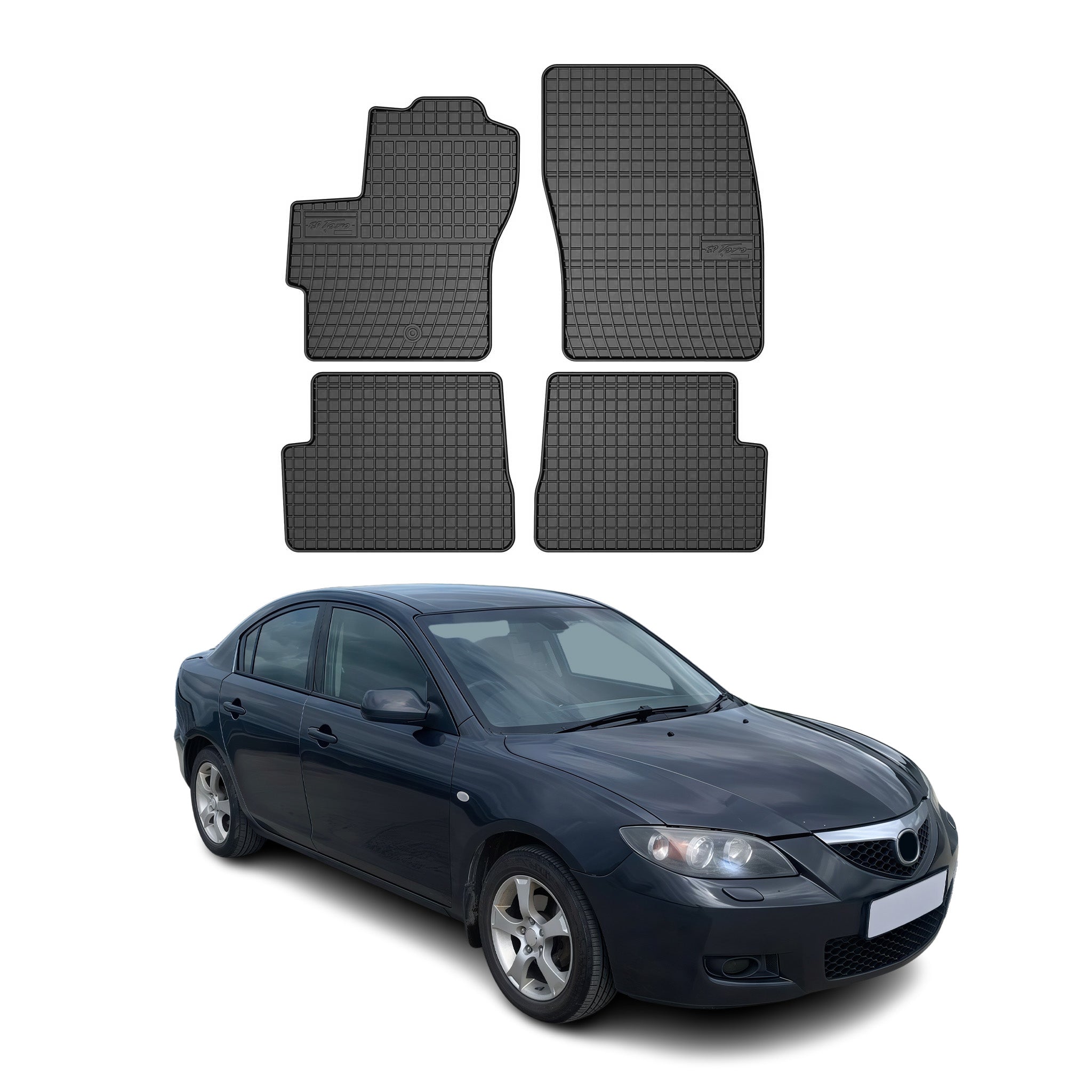 OMAC Alfombrillas De Coche para Mazda 3 2003-2010 Negro Goma 4Pza