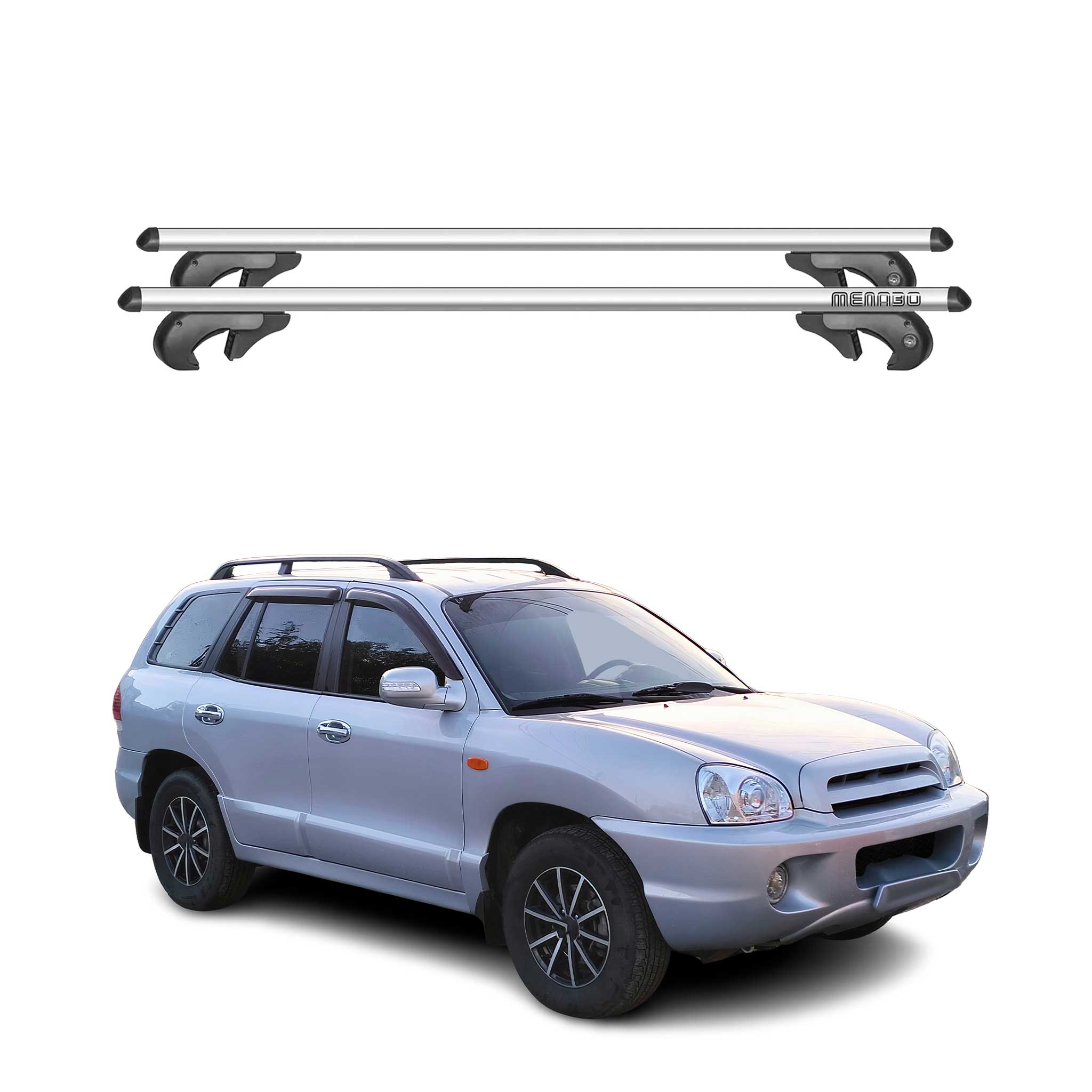 Menabo Barras de Techo Baca para Hyundai Santa Fe SM 200-2006 Gris Aluminio 2Pza