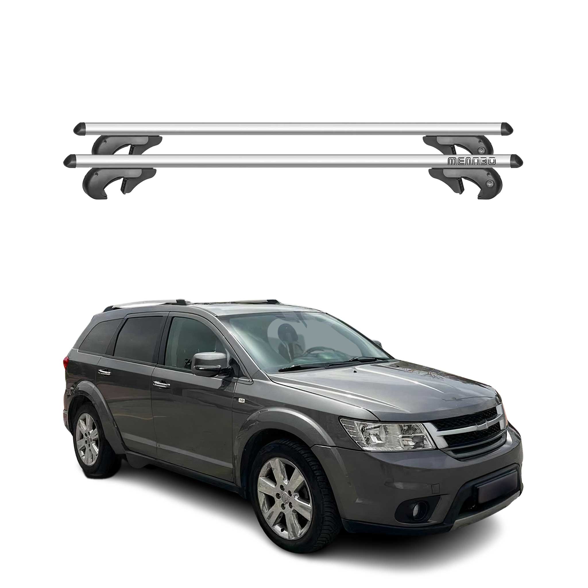 Menabo Barras de Techo Coche Barra para Fiat Freemont Cross 2014-2025 Gris Alu