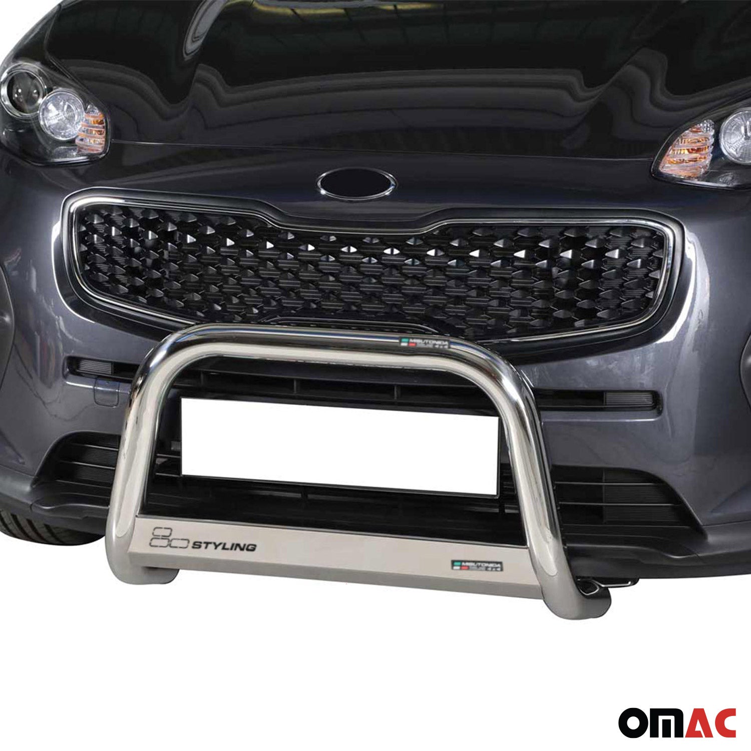 Bull Barra Frontal para Kia Sportage 2016-2018 Plata Brillante Acero