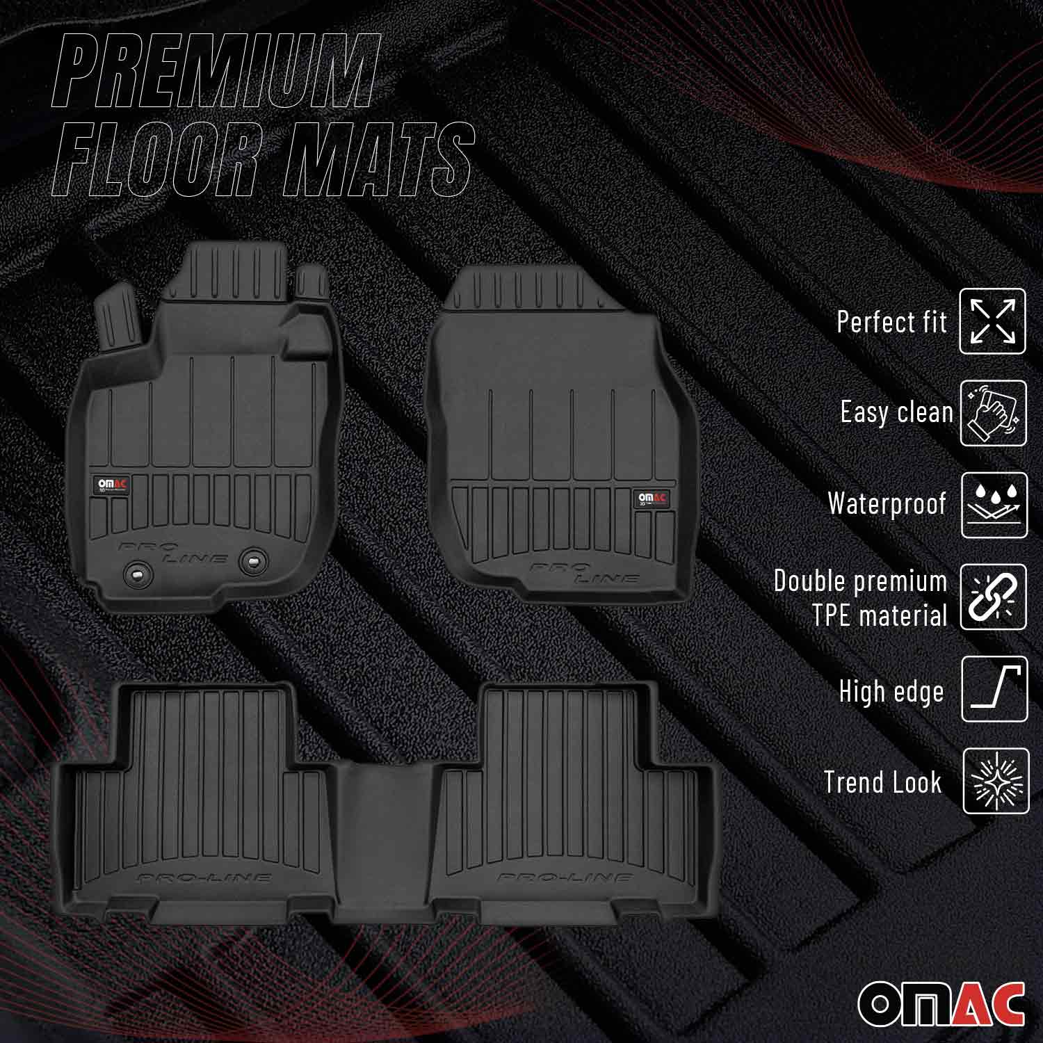 OMAC Premium Alfombrillas De Coche para Toyota RAV4 2005-2012 Negro TPE Goma 4x