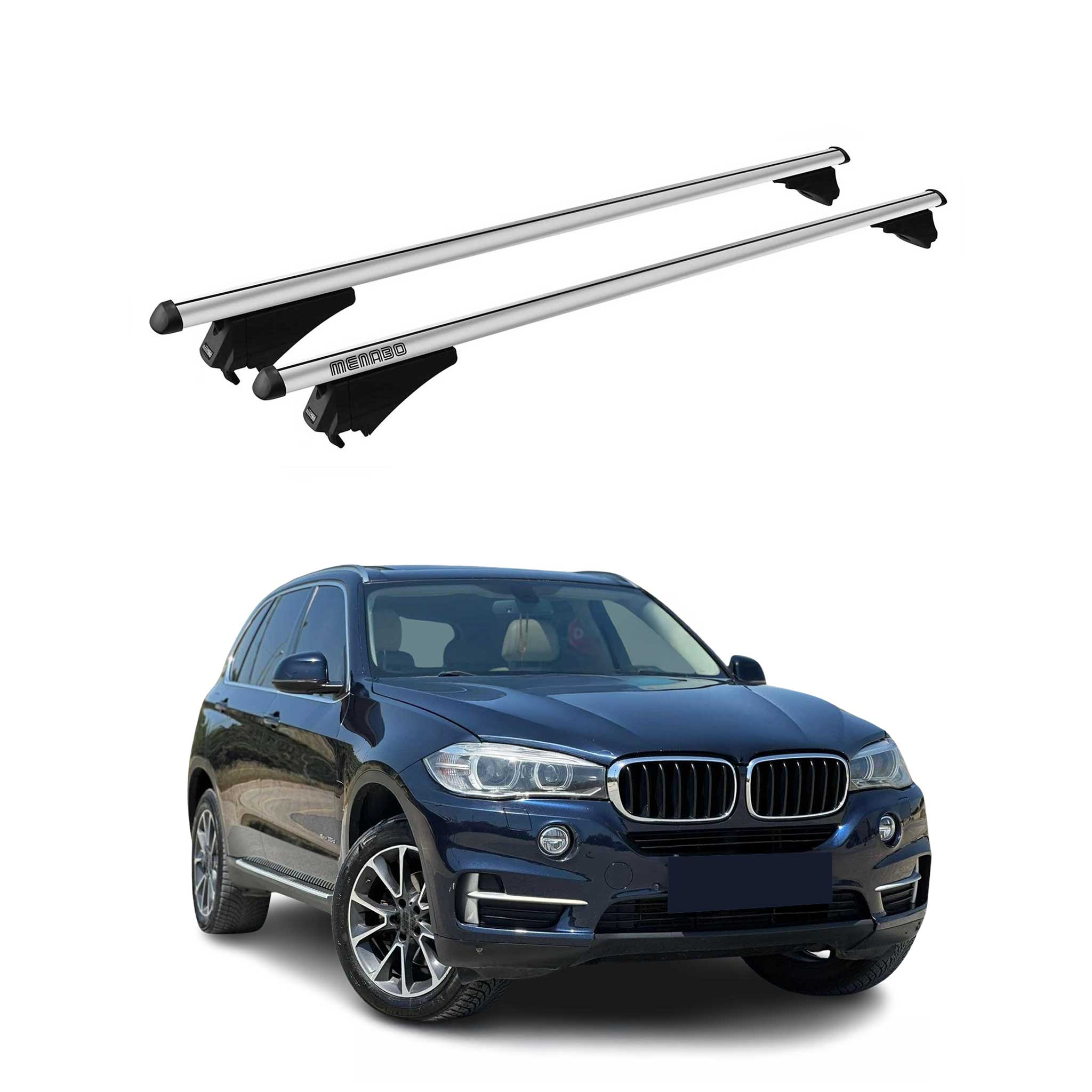 Menabo Barras de Techo Coche Baca para BMW X5 F15 2013-2018 Gris Aluminio 2Pza