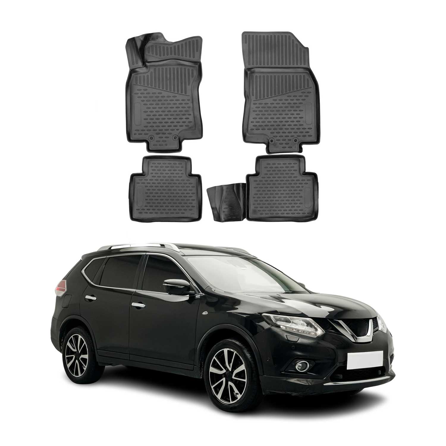 OMAC Alfombrillas De Coche para Nissan X-Trail T32 2013-2021 Negro Goma TPE 4Pza
