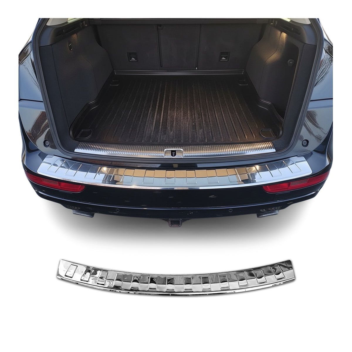 Protector de Parachoques Trasero para Audi Q5 2008-2017 Plata Brillante Acero