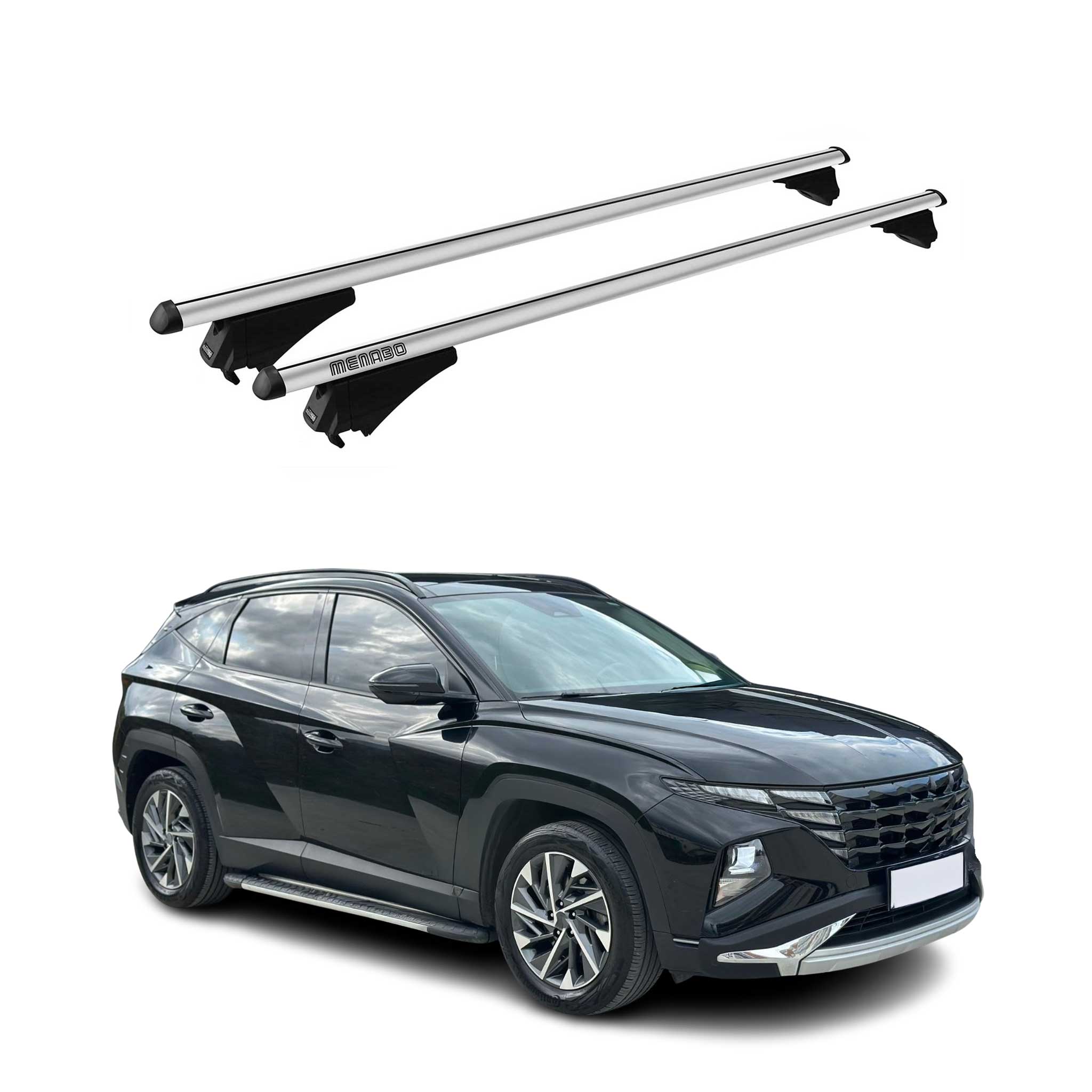 Menabo Barras de Techo Coche Baca para Hyundai Tucson 2020-2025 Gris Aluminio 2x