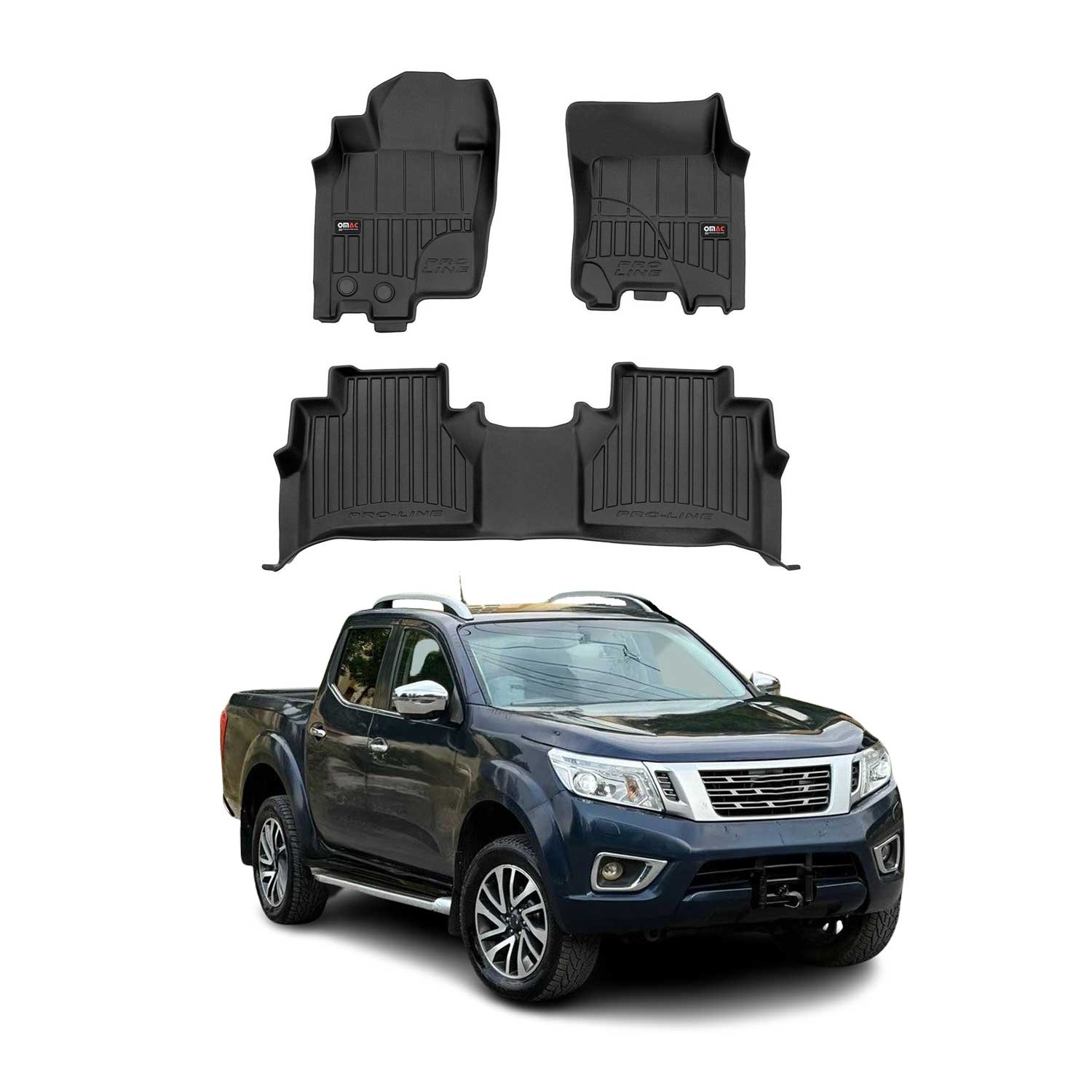 OMAC Premium Alfombrillas De Coche para Nissan Navara 2015-2023 TPE Goma 3x