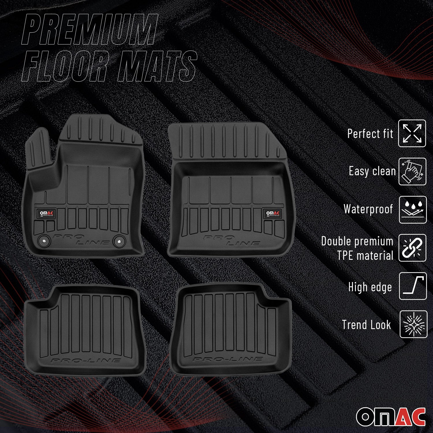 OMAC Premium Alfombrillas De Coche para DS 3 Crossback E-Tense 2018-2022 Goma 4x