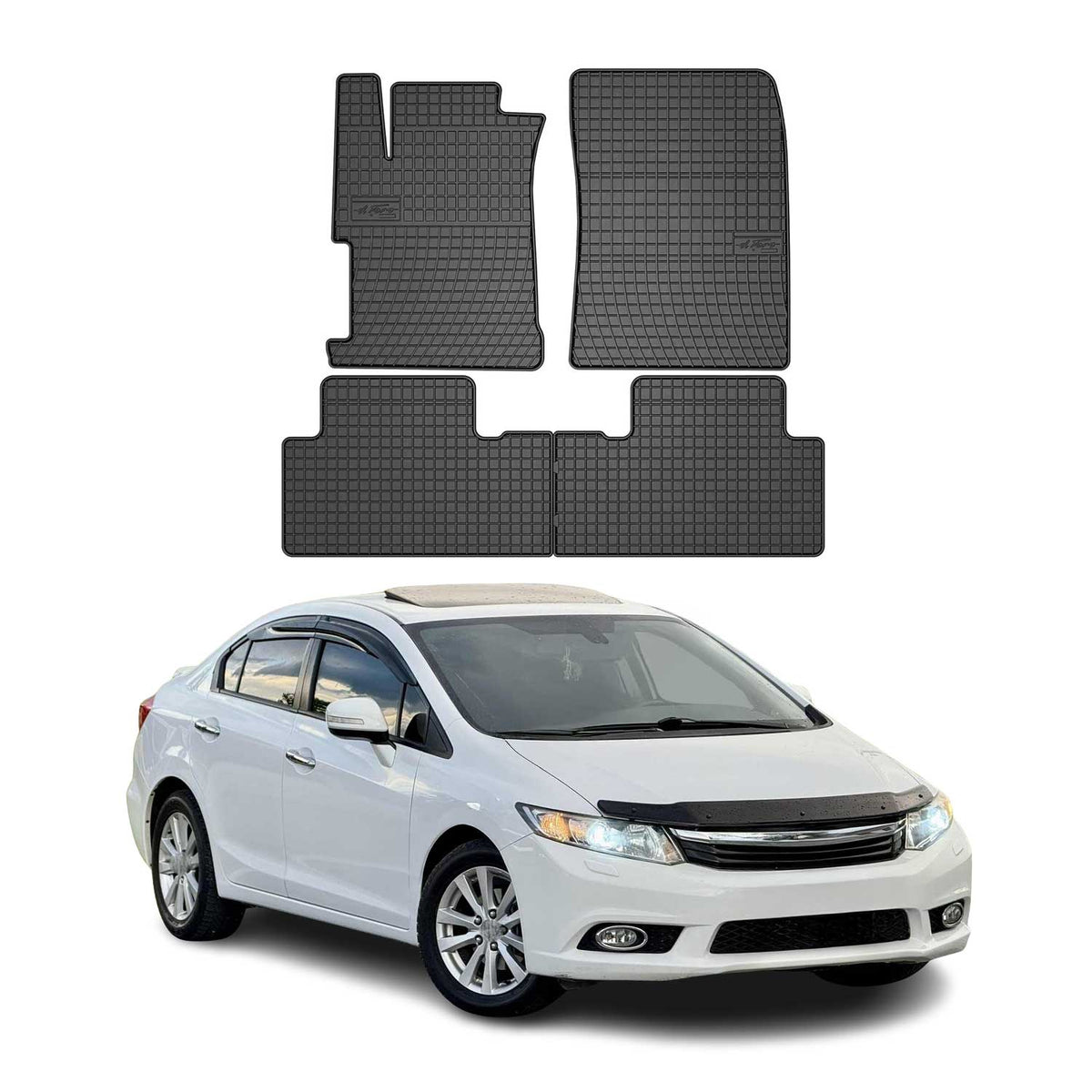 OMAC Alfombrillas De Coche para Honda Civic IX 2011-2016 Negro Goma 4Pza