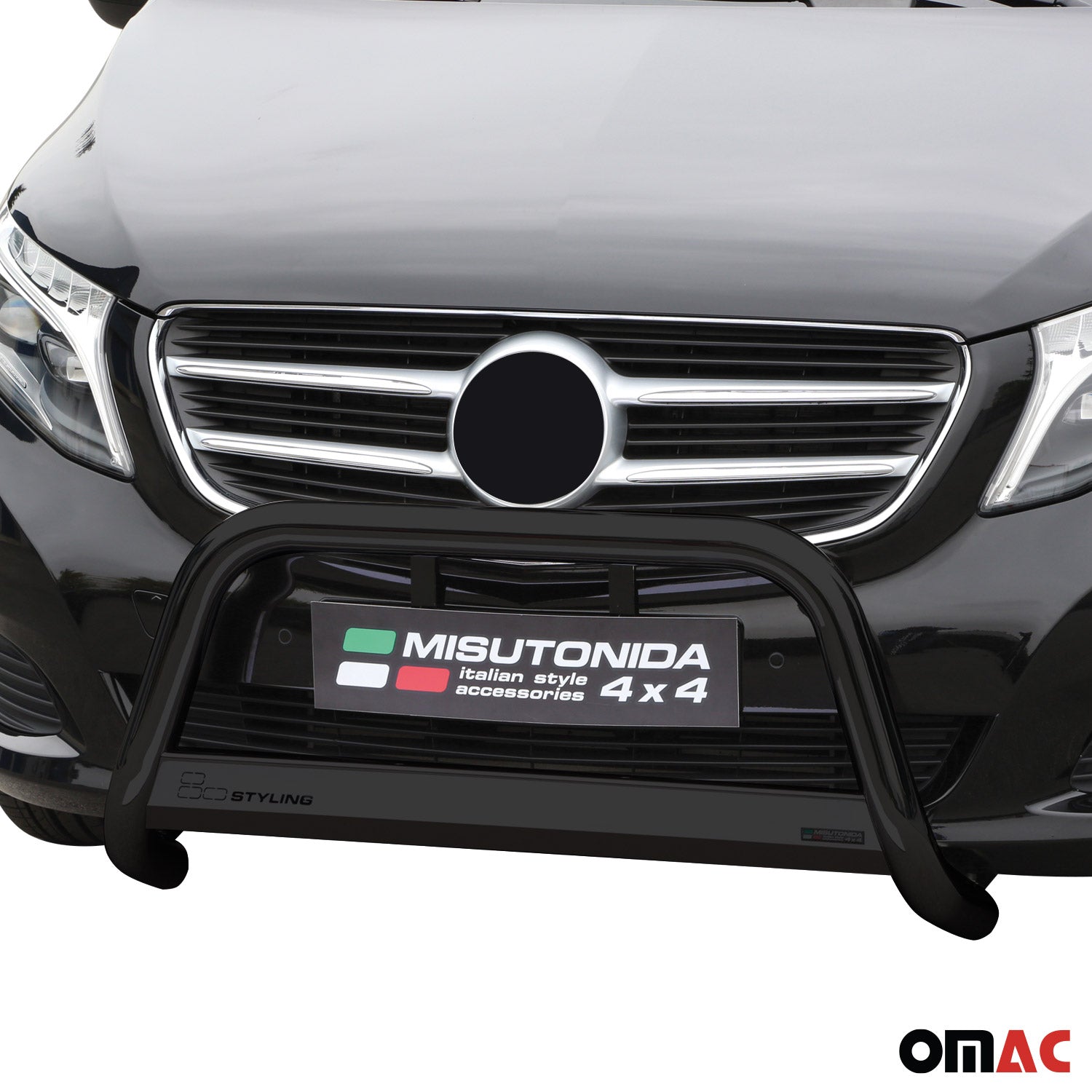 Bull Barra Frontal para Mercedes V Class 2014-2019 Negro Brillante Acero 1Pza