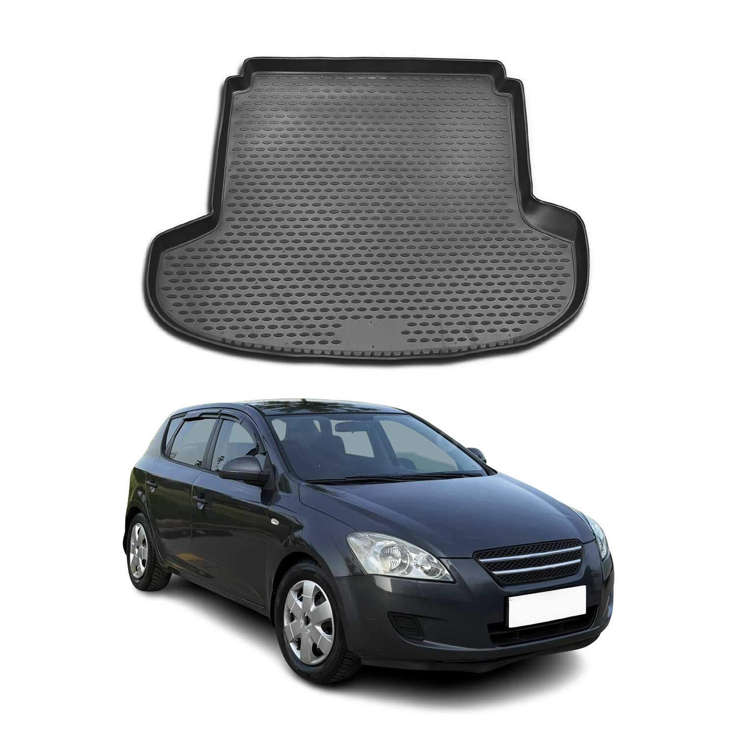 OMAC Bandeja Maletero Alfombrilla para Kia Ceed 2007-2012 SW Negro Goma TPE 1Pza