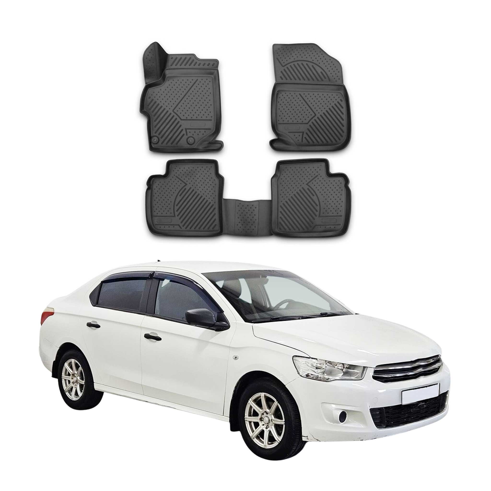 OMAC Alfombrillas De Coche para Citroen C-Elysee 2012-2021 Negro Goma TPE 4Pza