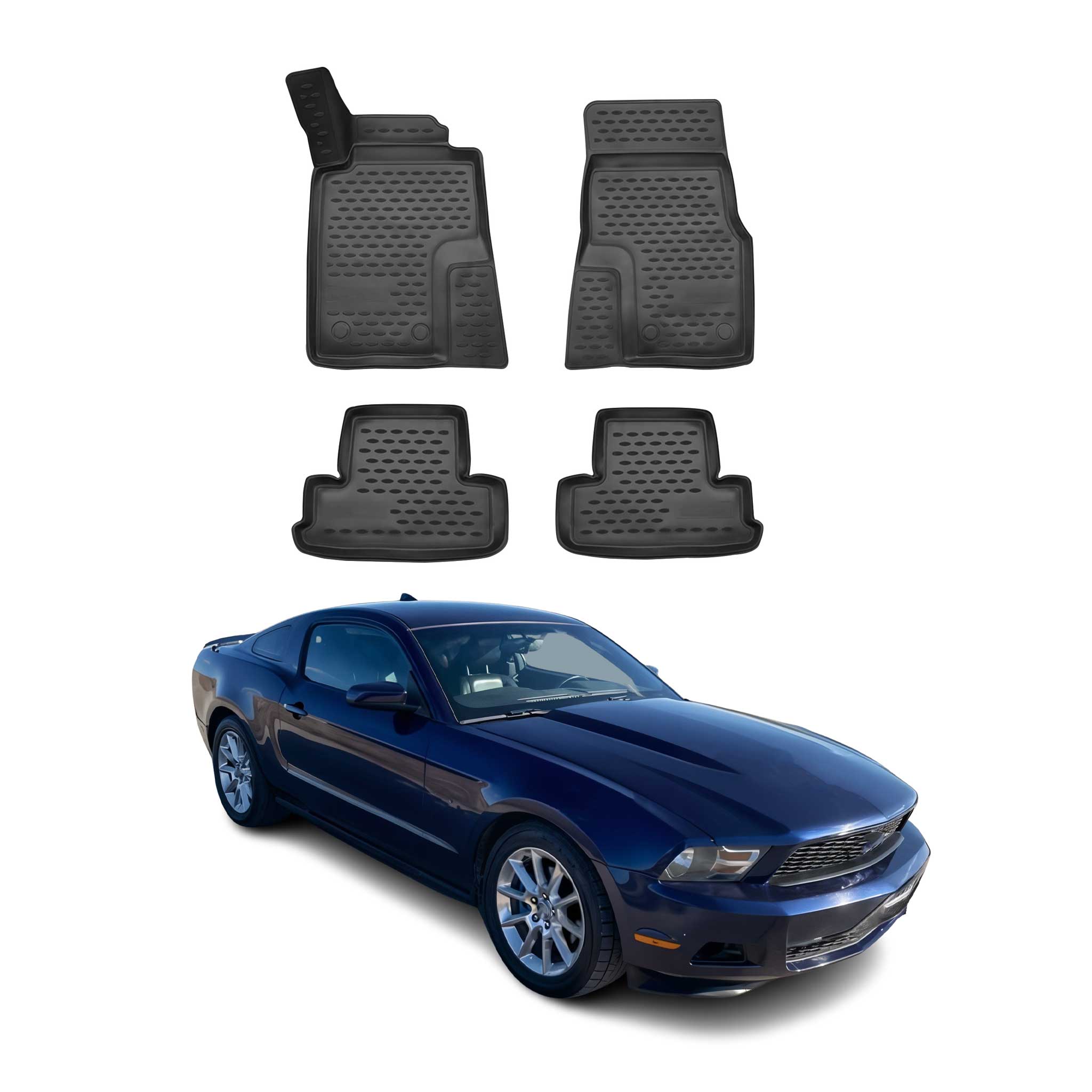 OMAC Alfombrillas De Coche para Ford Mustang 2010-2013 Negro Goma TPE 4Pza