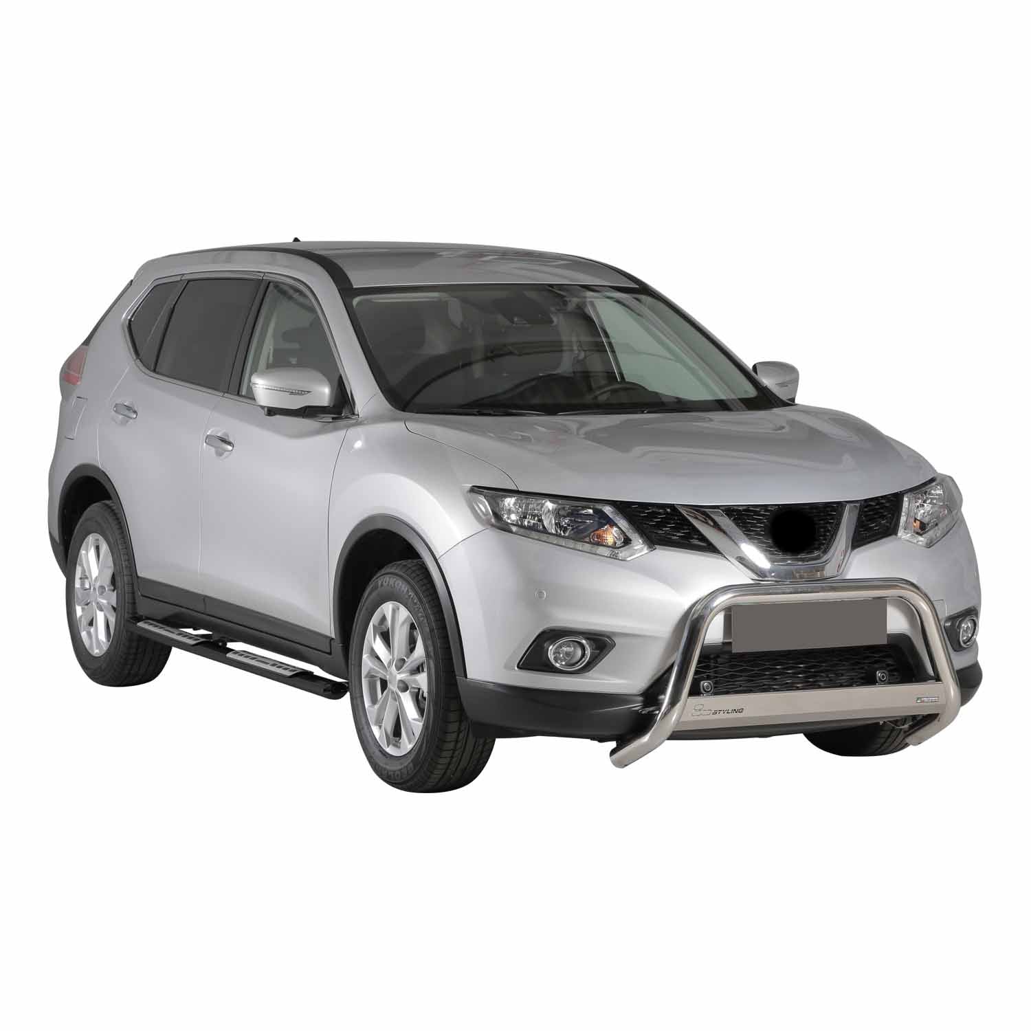 Par de Estribos Barras Laterales para Nissan X-Trail 2015-2017 Negro Acero