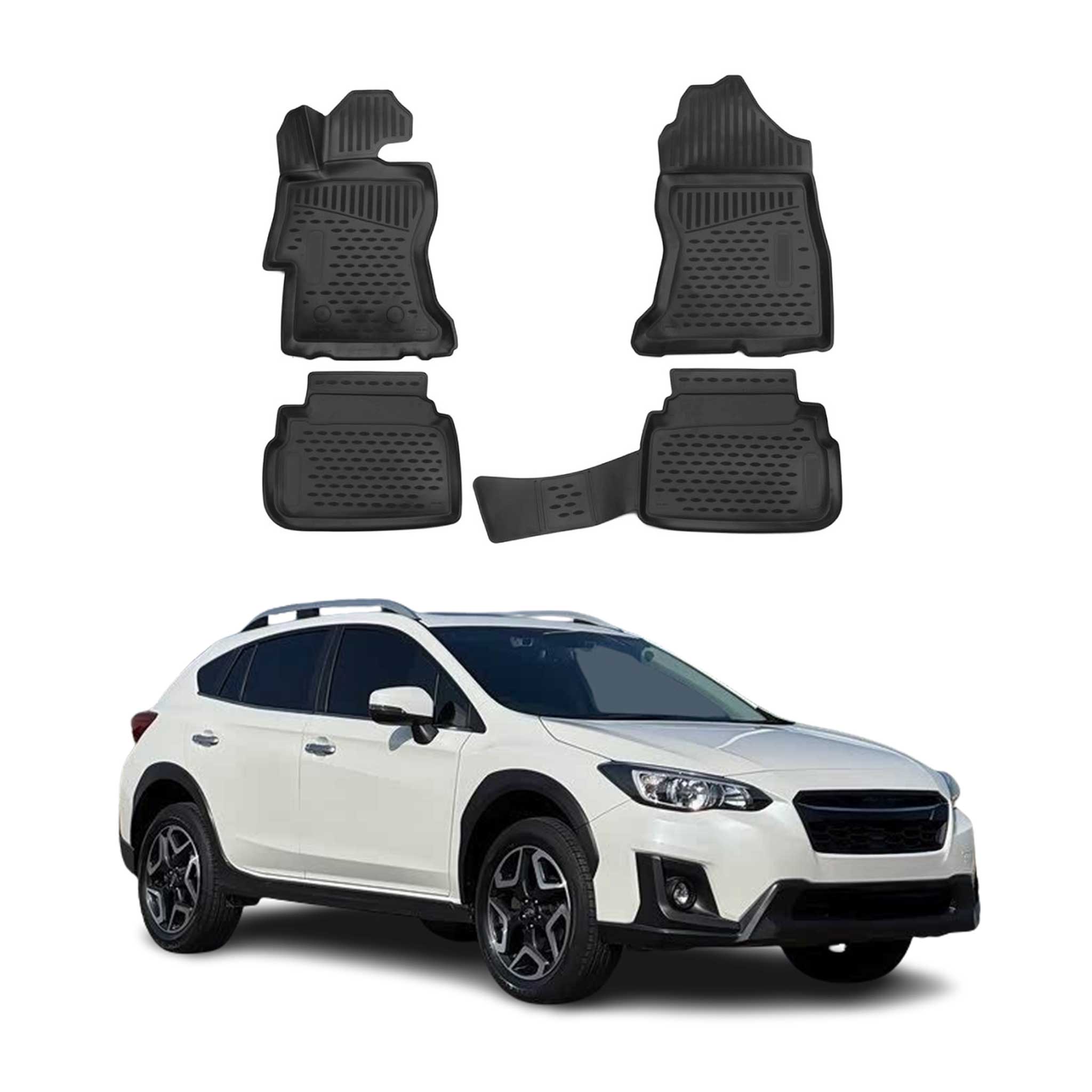 OMAC Alfombrillas De Coche para Subaru XV 2017-2021 Negro Goma TPE 4Pza