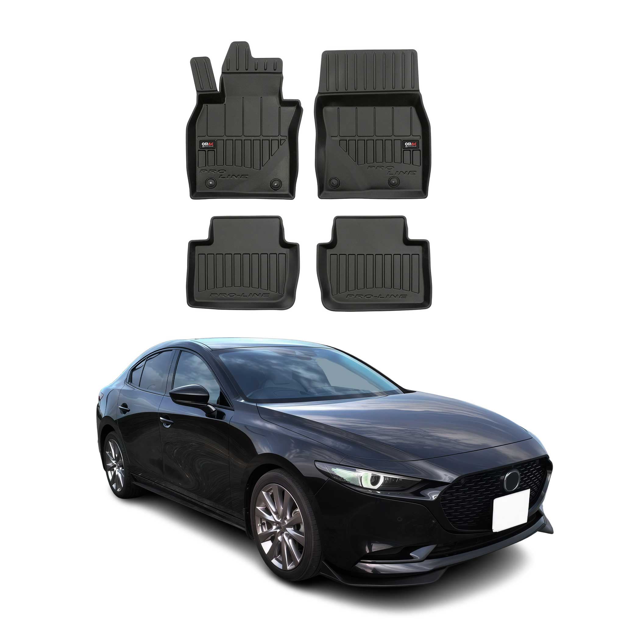 OMAC Premium Alfombrillas De Coche para Mazda 3 Hatchback 2019-2026 3D Goma 4x