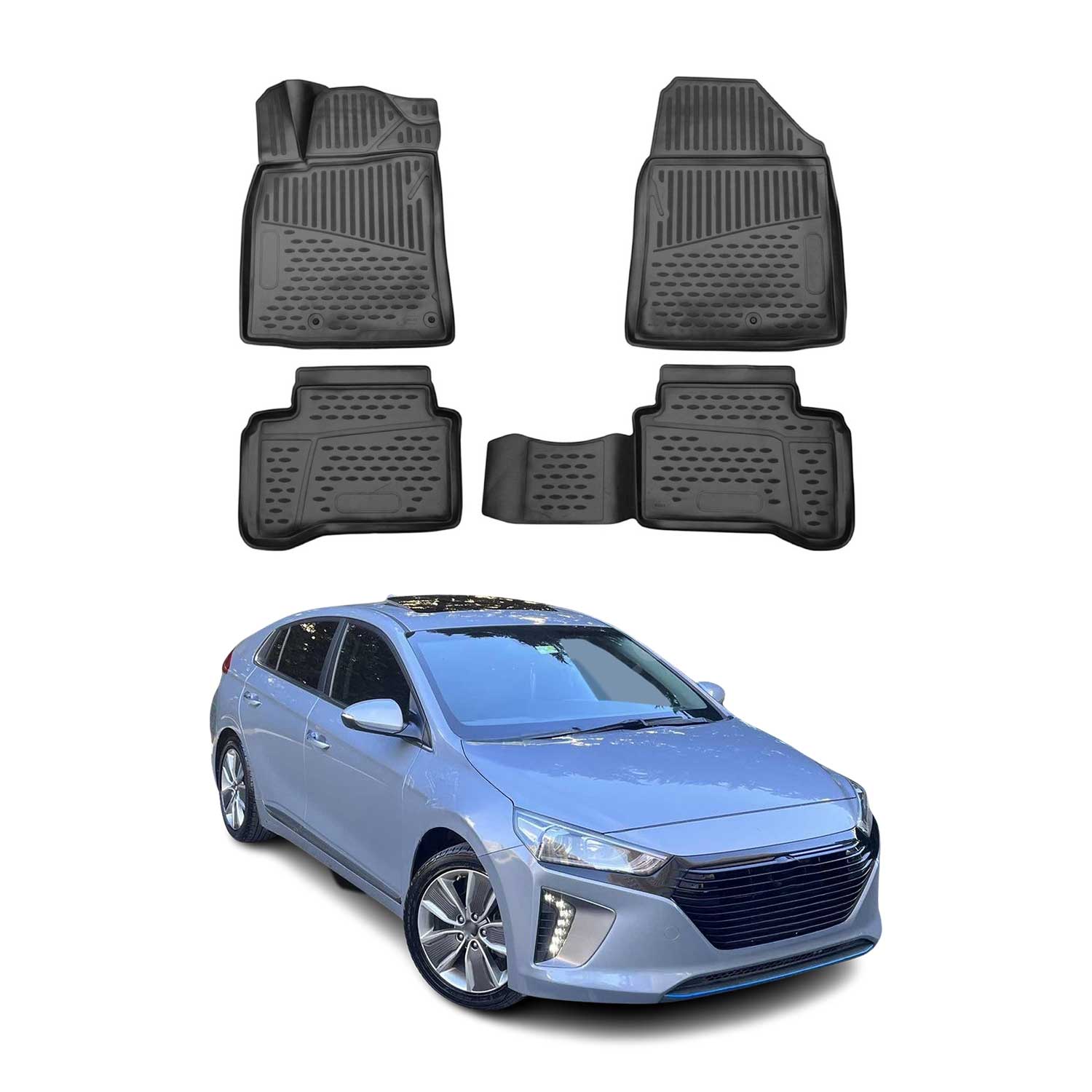 OMAC Alfombrillas De Coche para Hyundai Ioniq 2017-2022 Hybrid PHEV Negro Goma